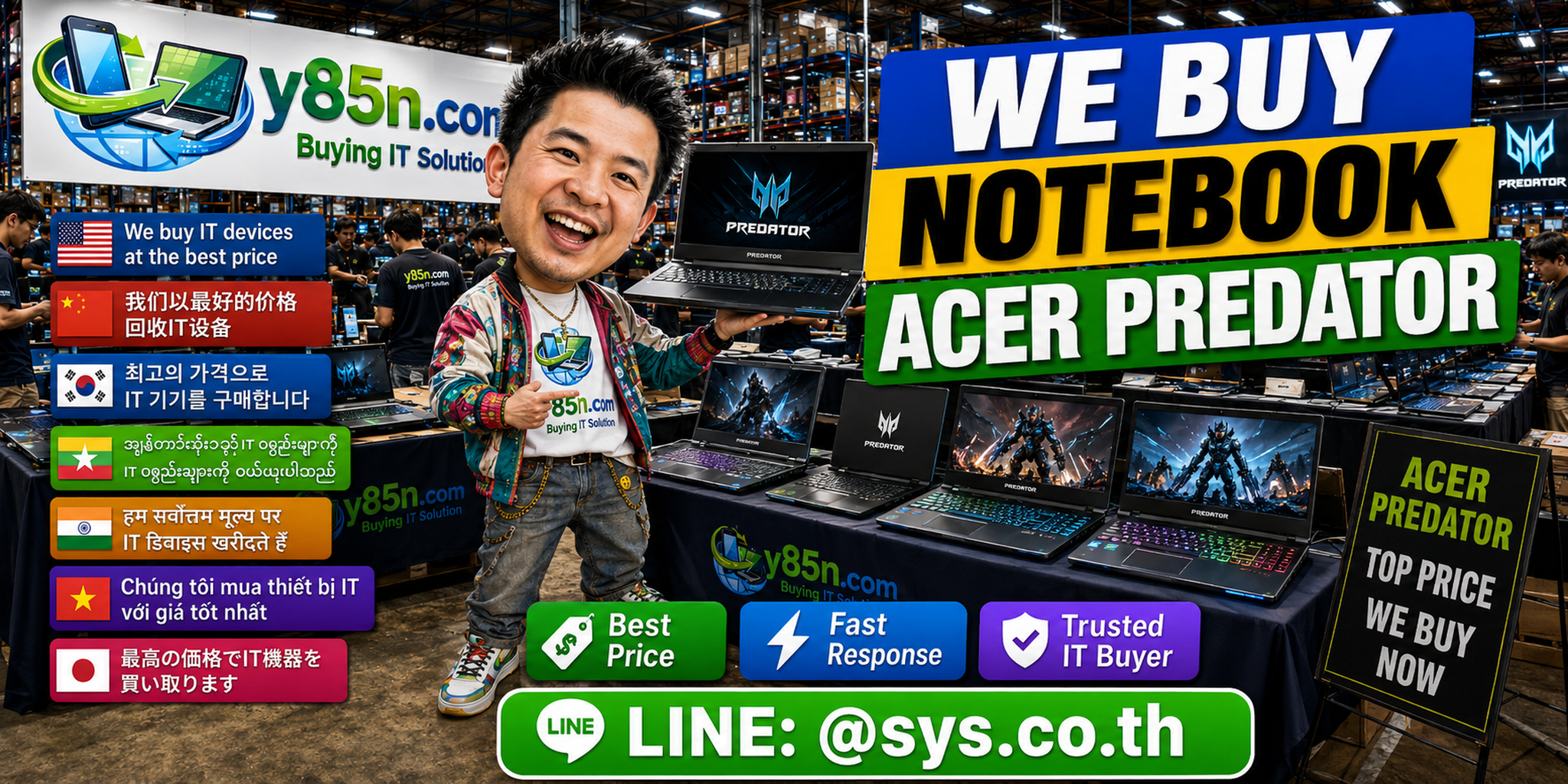 Busy Y85N.com warehouse buying Acer Predator notebooks in Thailand