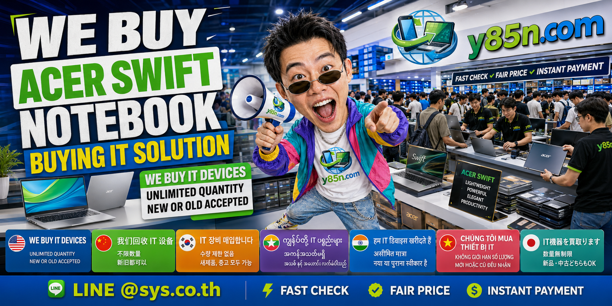 Y85N.com Acer Swift notebook buyer serving sellers throughout Thailand