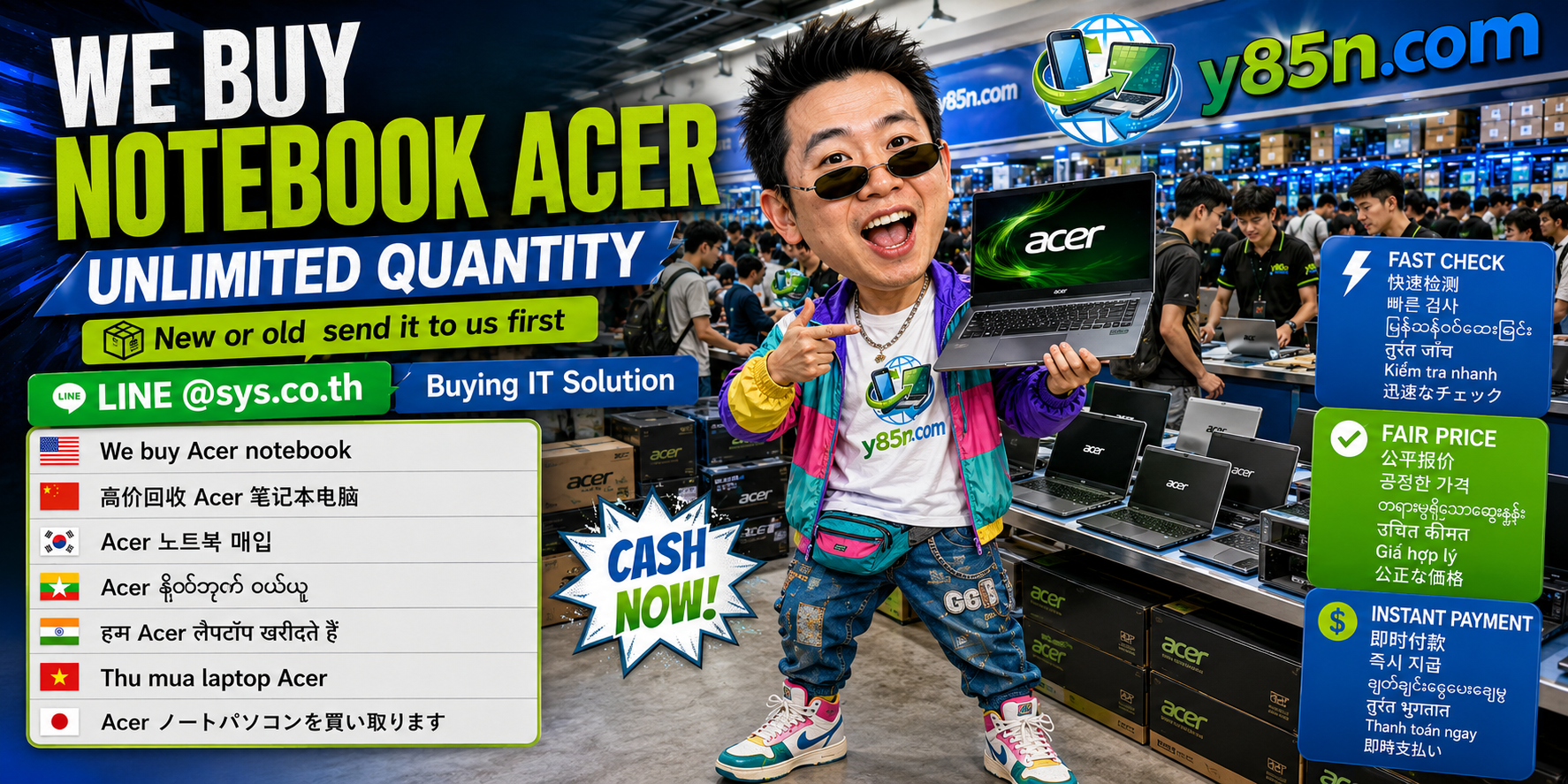Y85N.com warehouse buying Acer notebooks in Thailand