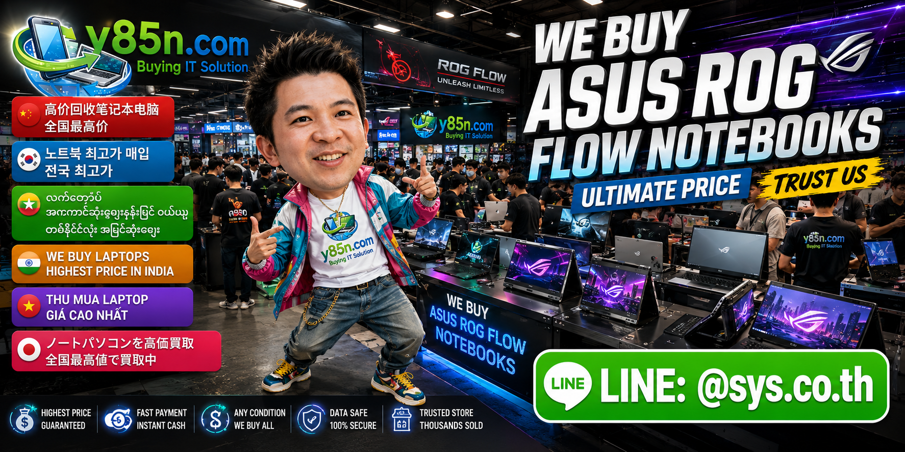 Y85N.com warehouse buying ASUS ROG Flow notebooks in Thailand