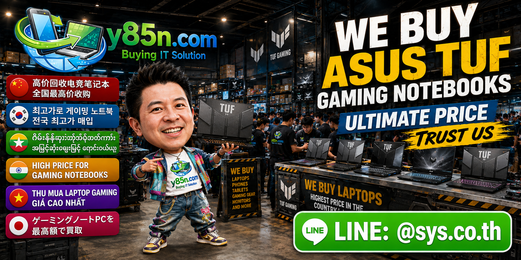 Busy Y85N.com warehouse buying ASUS TUF Gaming notebooks in Thailand