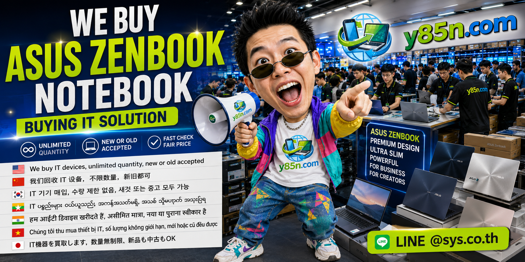 Y85N.com warehouse buying ASUS Zenbook notebooks with international seller support