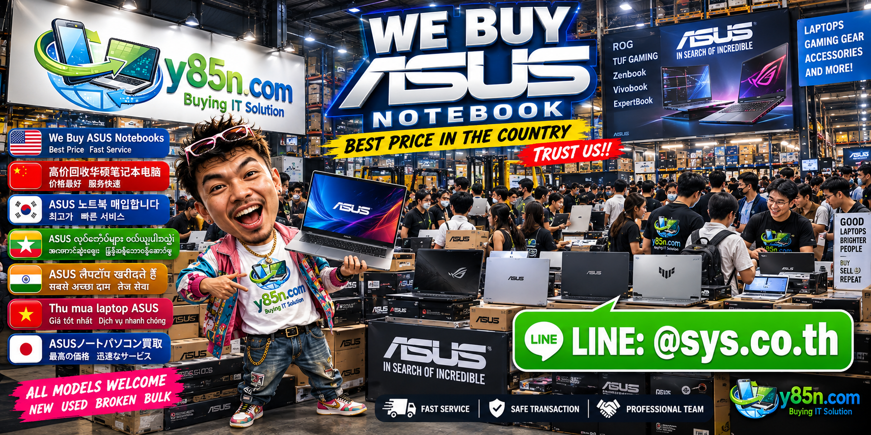 Y85N.com warehouse buying ASUS notebooks in Thailand
