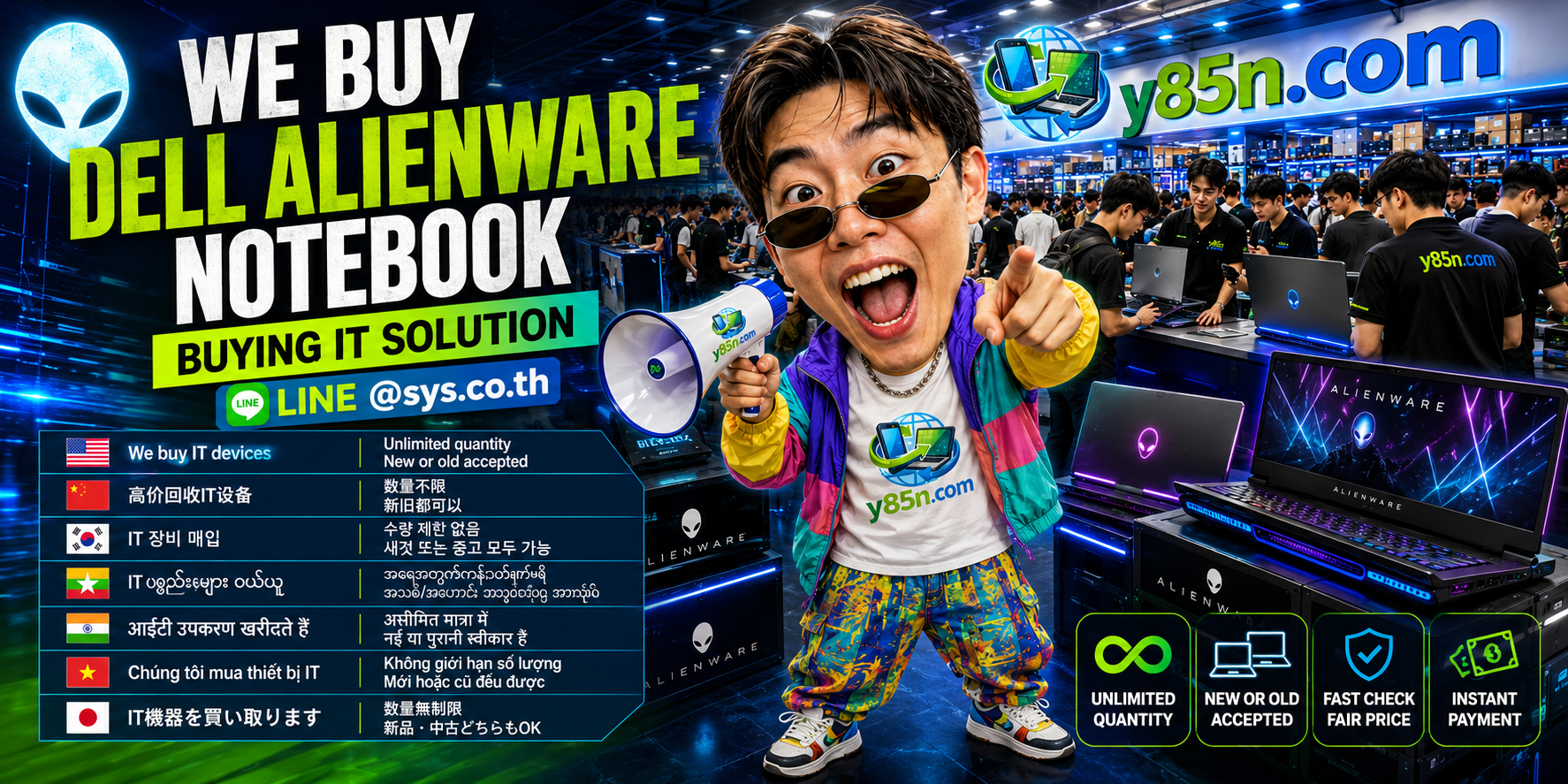 Y85N.com Dell Alienware notebook buying warehouse with international seller service