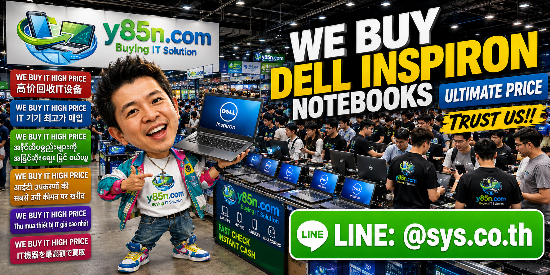 Busy Y85N.com warehouse buying Dell Inspiron notebooks in Thailand