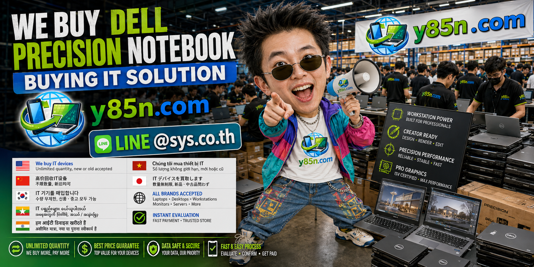 Y85N.com warehouse buying Dell Precision notebooks with international seller support