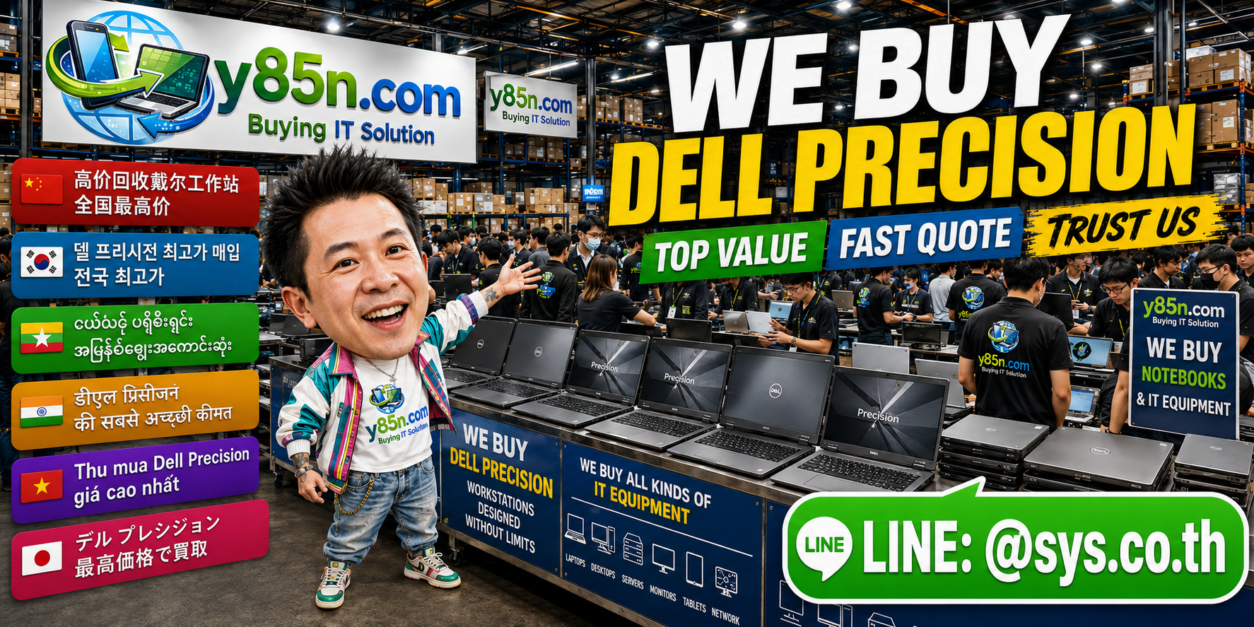 Y85N.com warehouse buying Dell Precision mobile workstation notebooks in Thailand