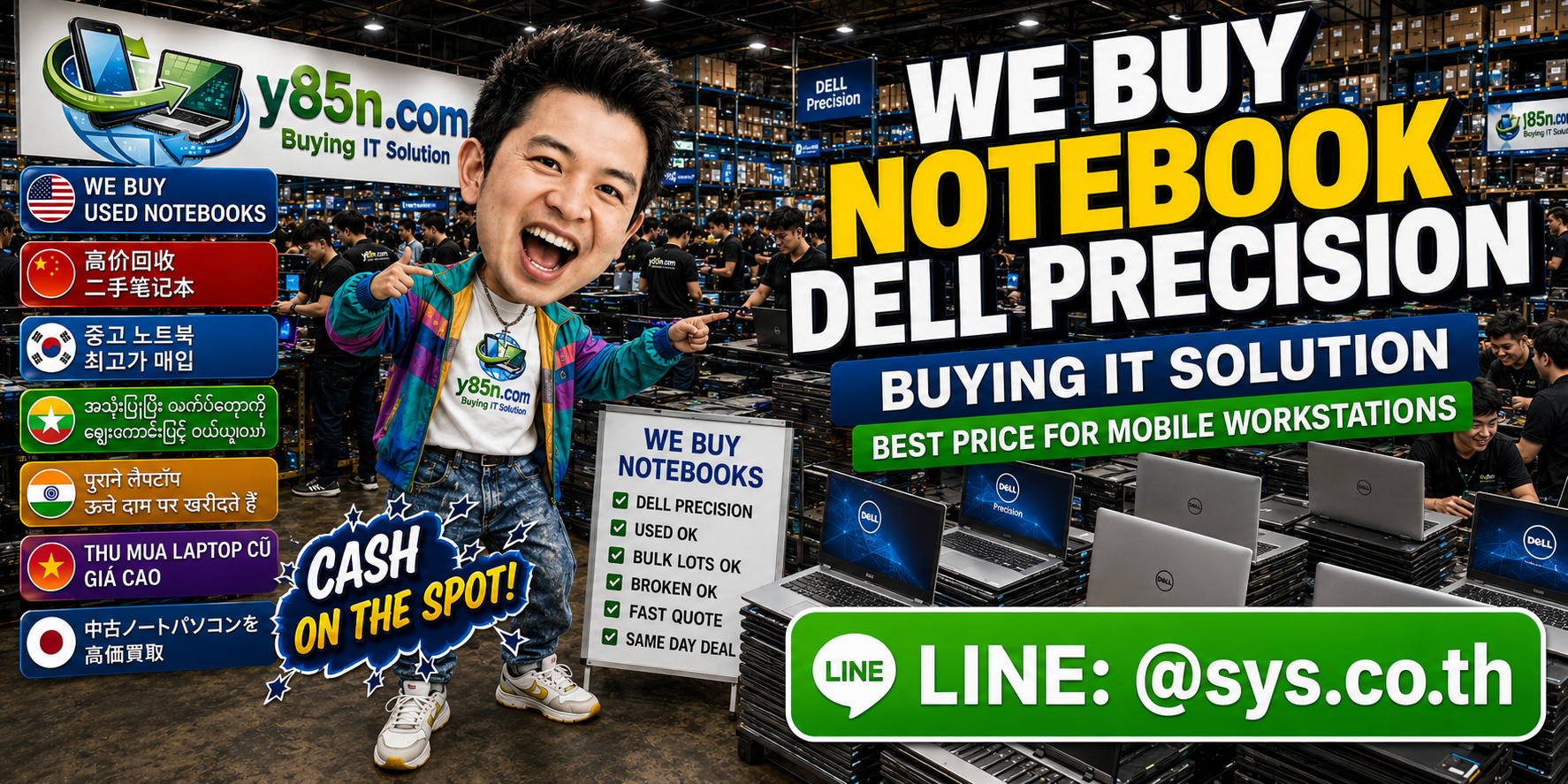 Y85N.com warehouse buying Dell Precision notebooks and mobile workstations
