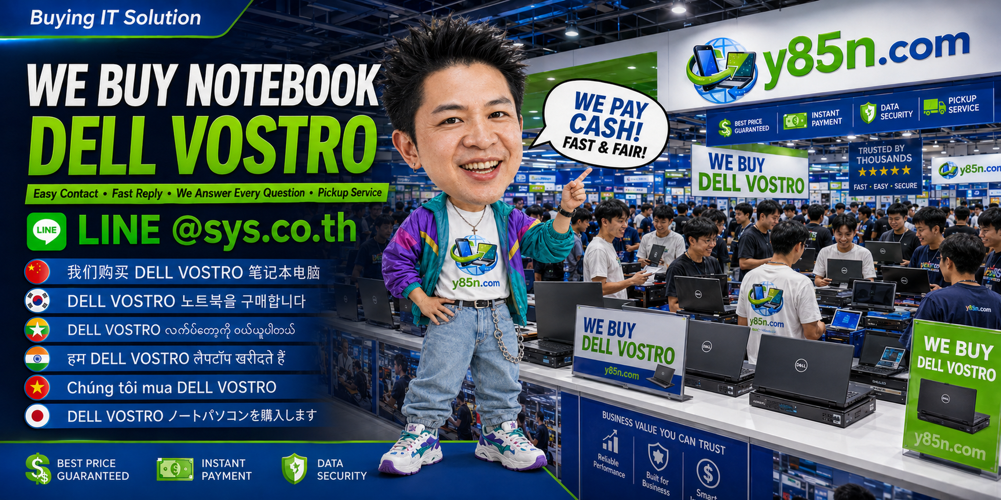 Y85N.com Dell Vostro notebook buying contact banner with LINE at sys.co.th