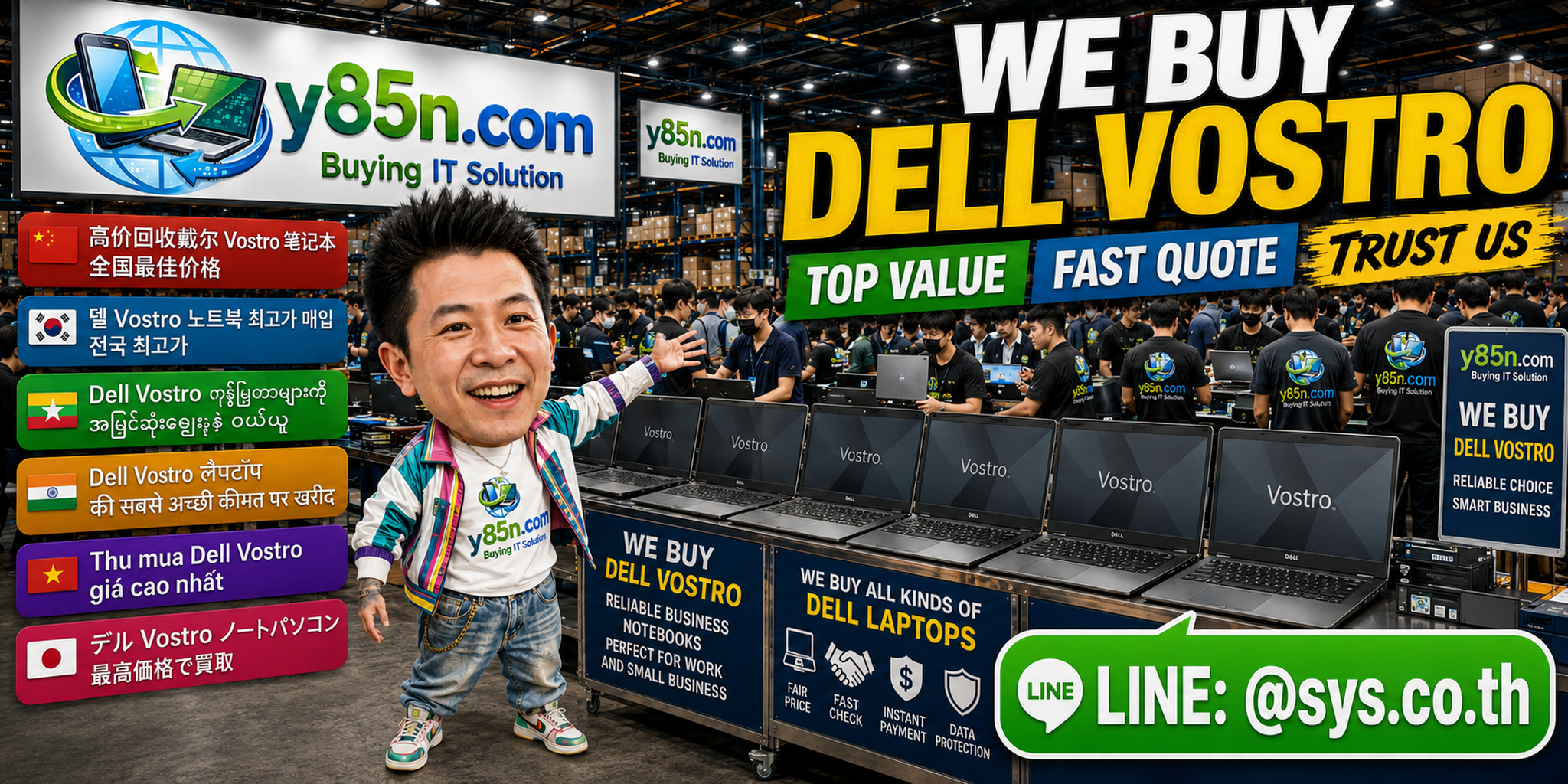 Busy Y85N.com warehouse buying Dell Vostro notebooks in Thailand