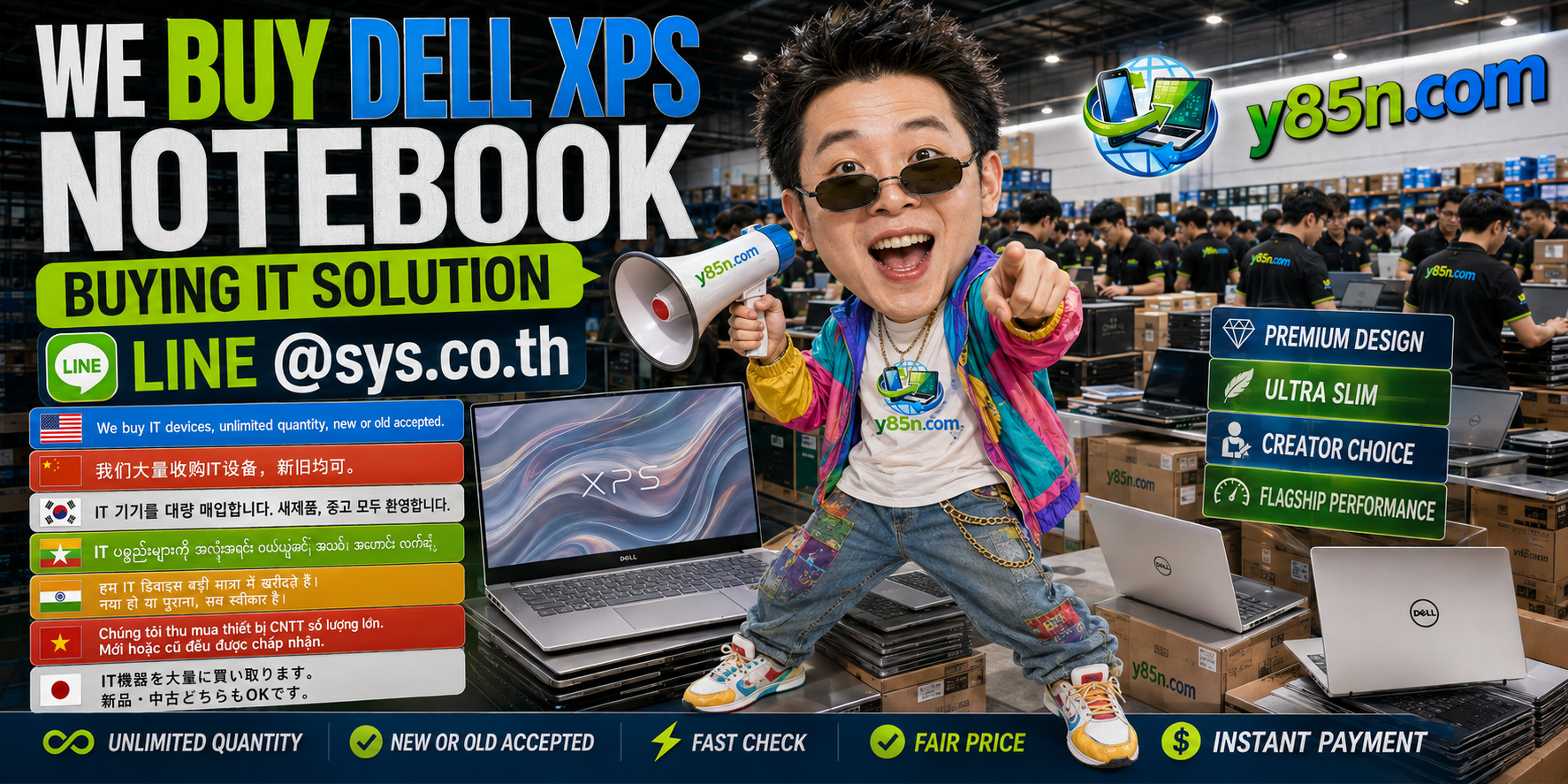 Y85N.com warehouse buying Dell XPS notebooks with international seller support