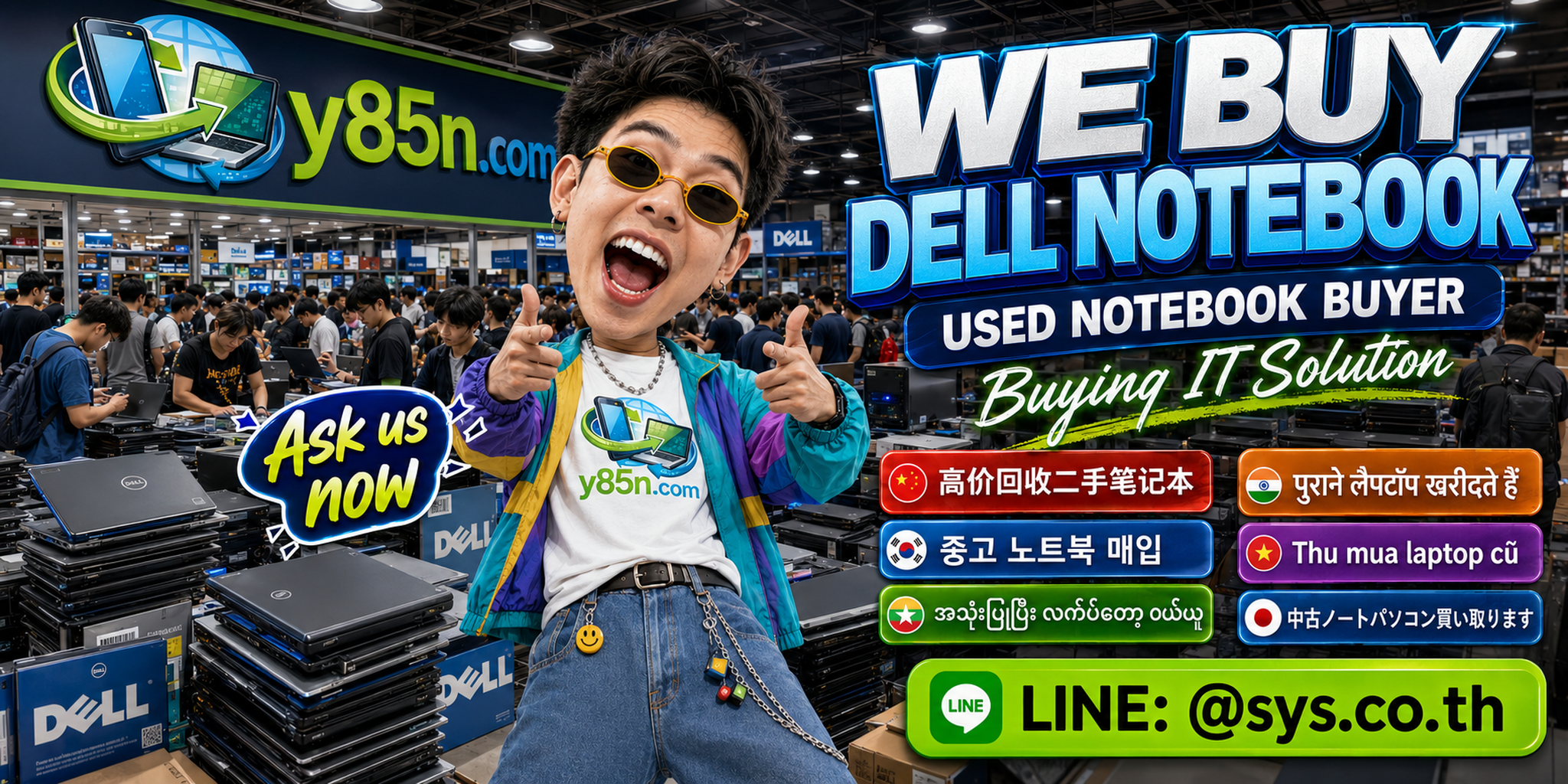 Y85N.com Dell notebook warehouse buying service with many Dell laptops and customers