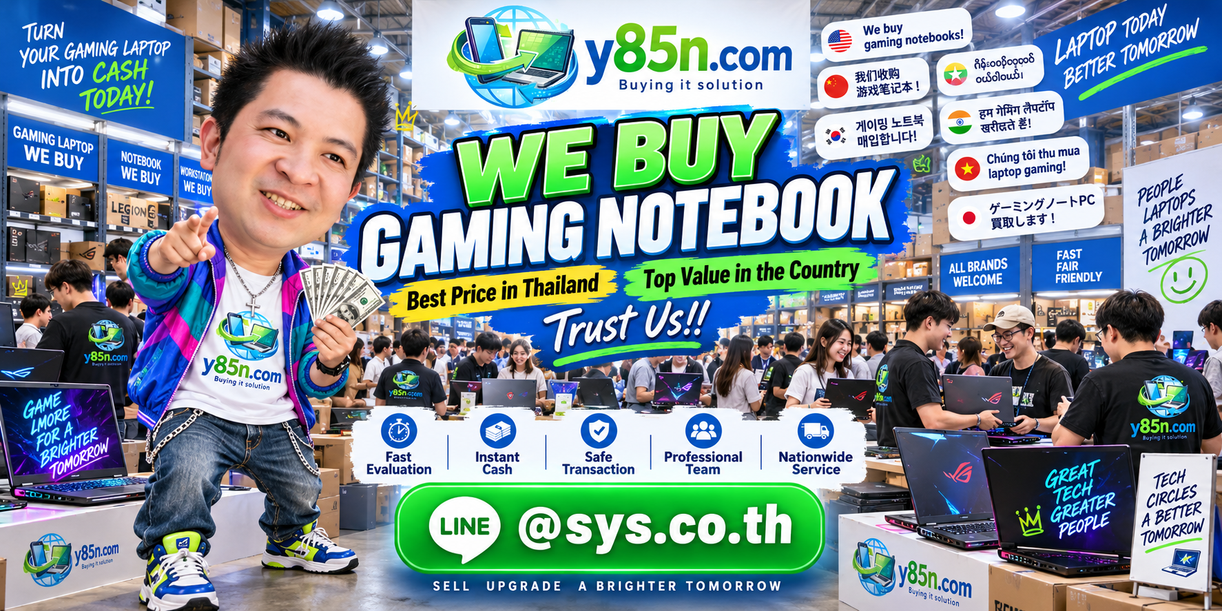 Y85N.com warehouse buying used gaming notebooks and gaming laptops