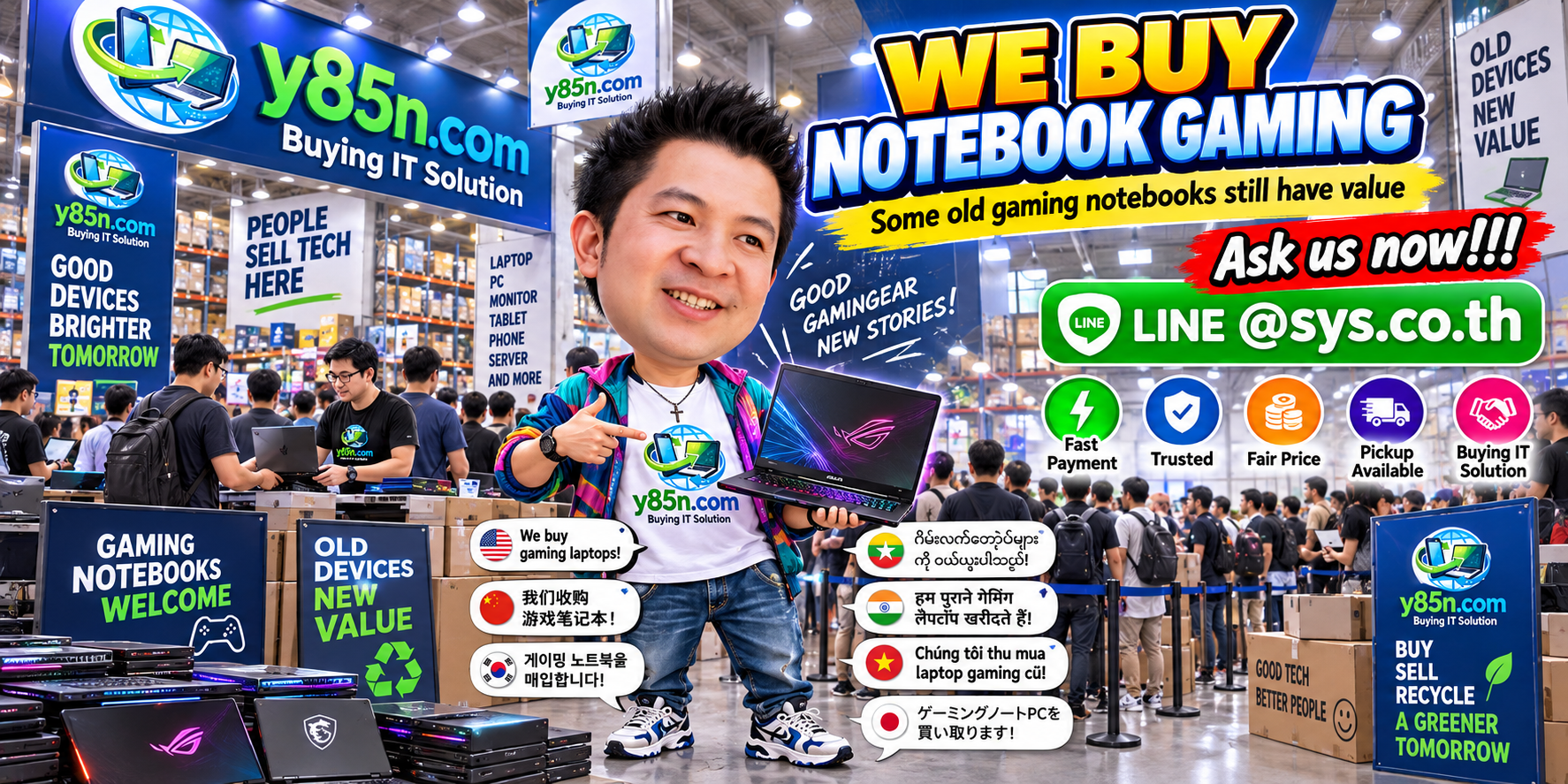 Busy Y85N.com warehouse buying gaming notebooks in Thailand