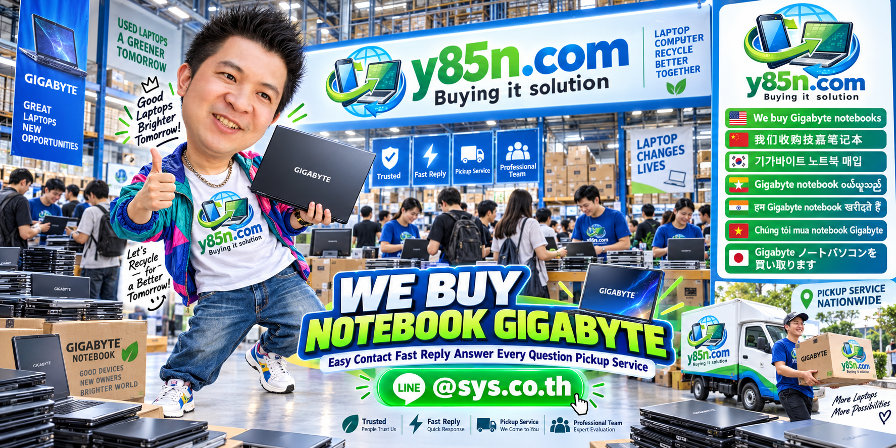 Y85N.com step by step workflow for selling GIGABYTE notebooks
