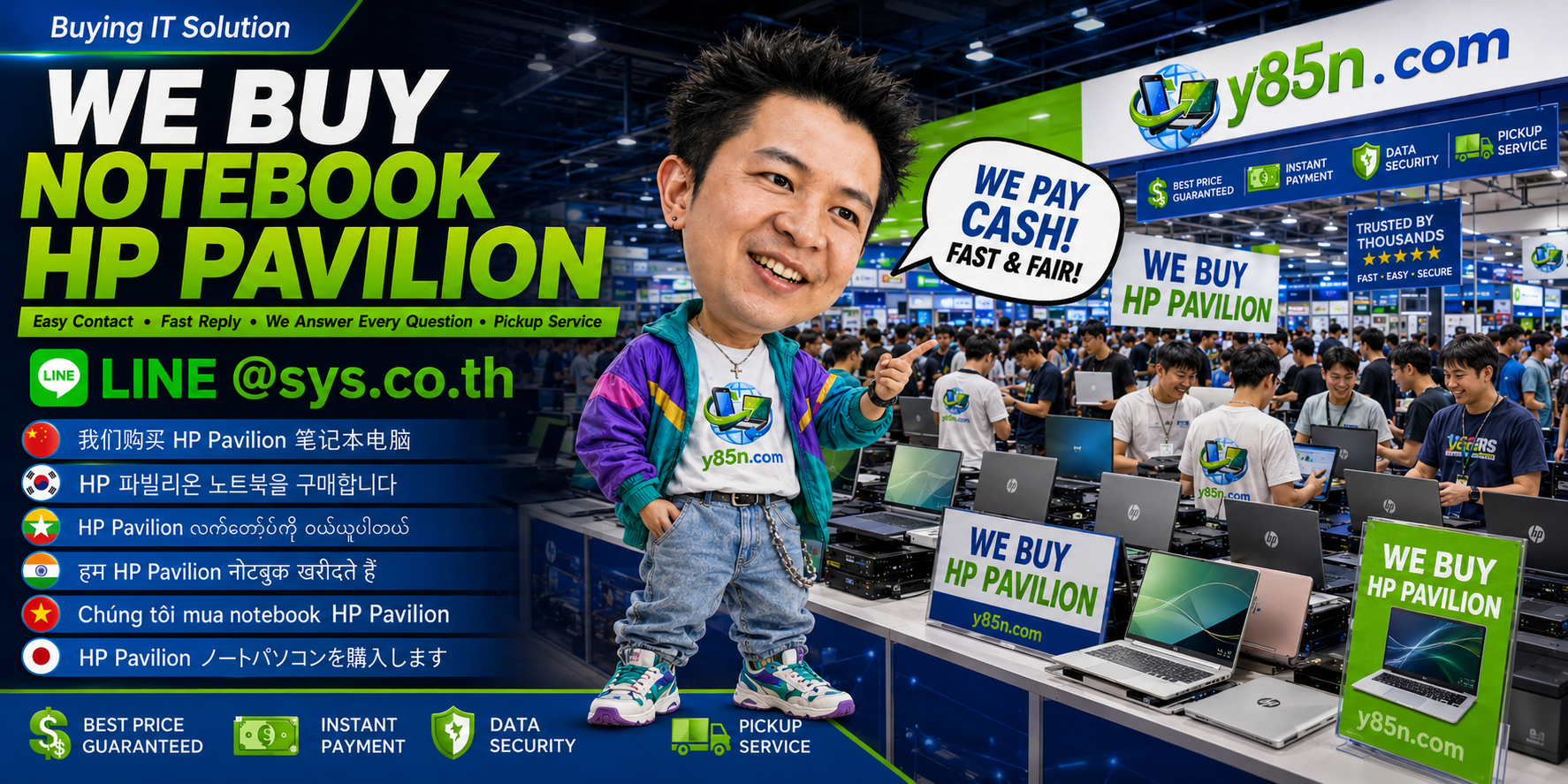 Y85N.com step by step workflow for selling HP Pavilion notebooks