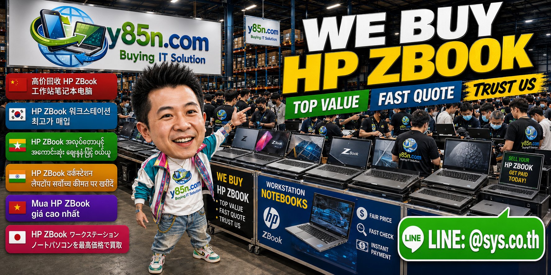 Y85N.com HP ZBook buying warehouse in Thailand with mobile workstation sellers