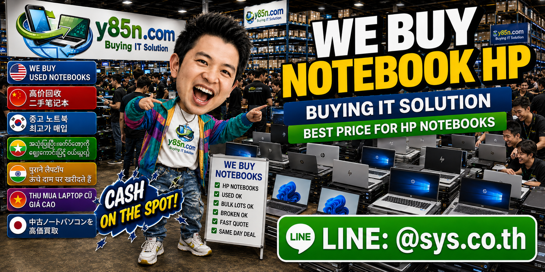 Y85N.com warehouse buying HP notebooks from individual and corporate sellers