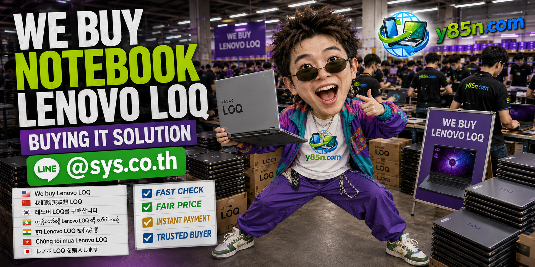 Y85N.com warehouse style Lenovo LOQ notebook buying service in Thailand