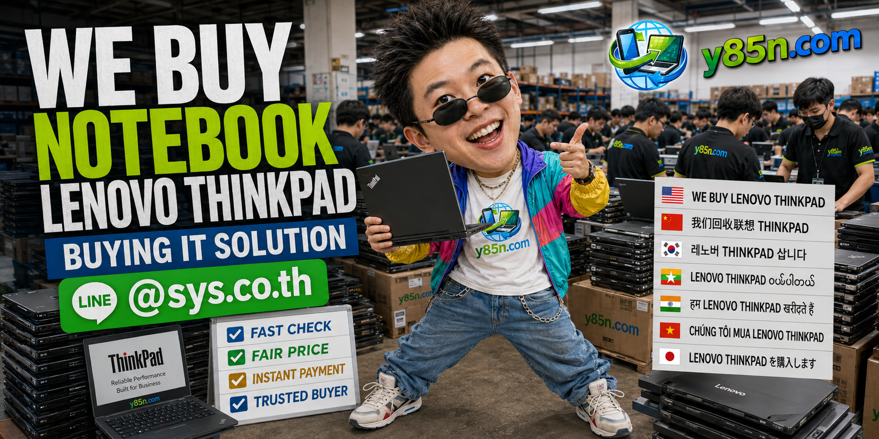 Y85N.com Lenovo ThinkPad notebook buying and pickup service across Thailand