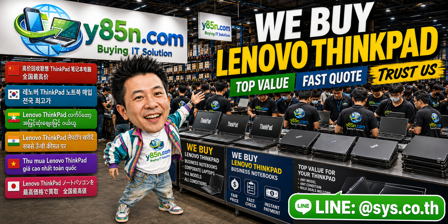 Y85N.com Lenovo ThinkPad buying warehouse in Thailand with business notebook sellers