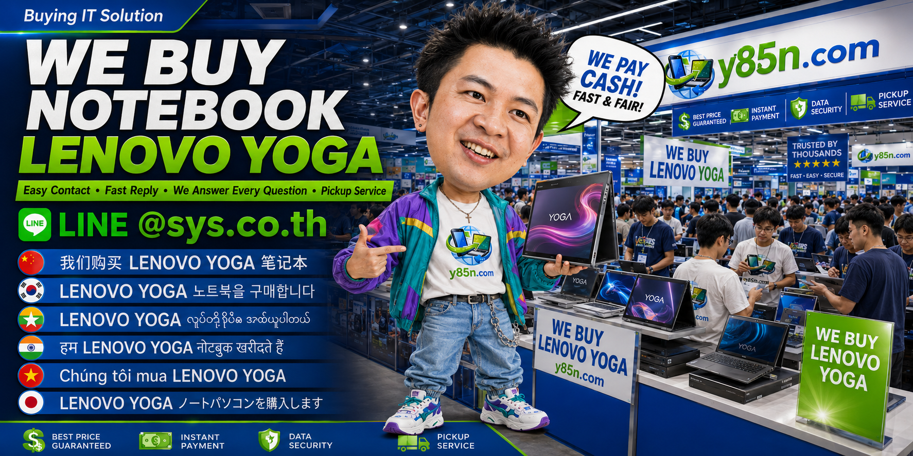 Y85N.com Lenovo Yoga notebook buying contact banner with LINE at sys.co.th