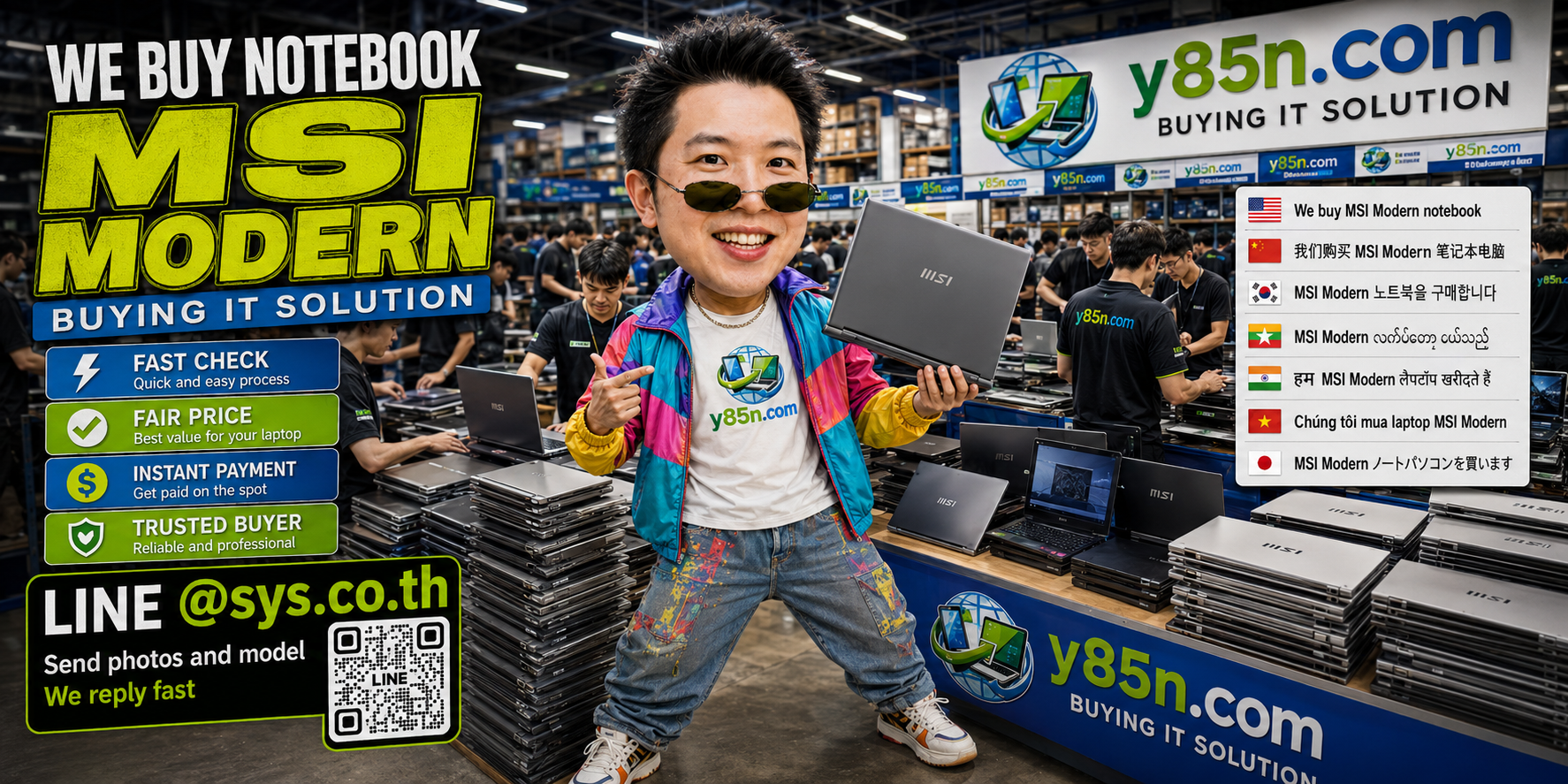 Y85N.com MSI Modern notebook buying warehouse and international seller service