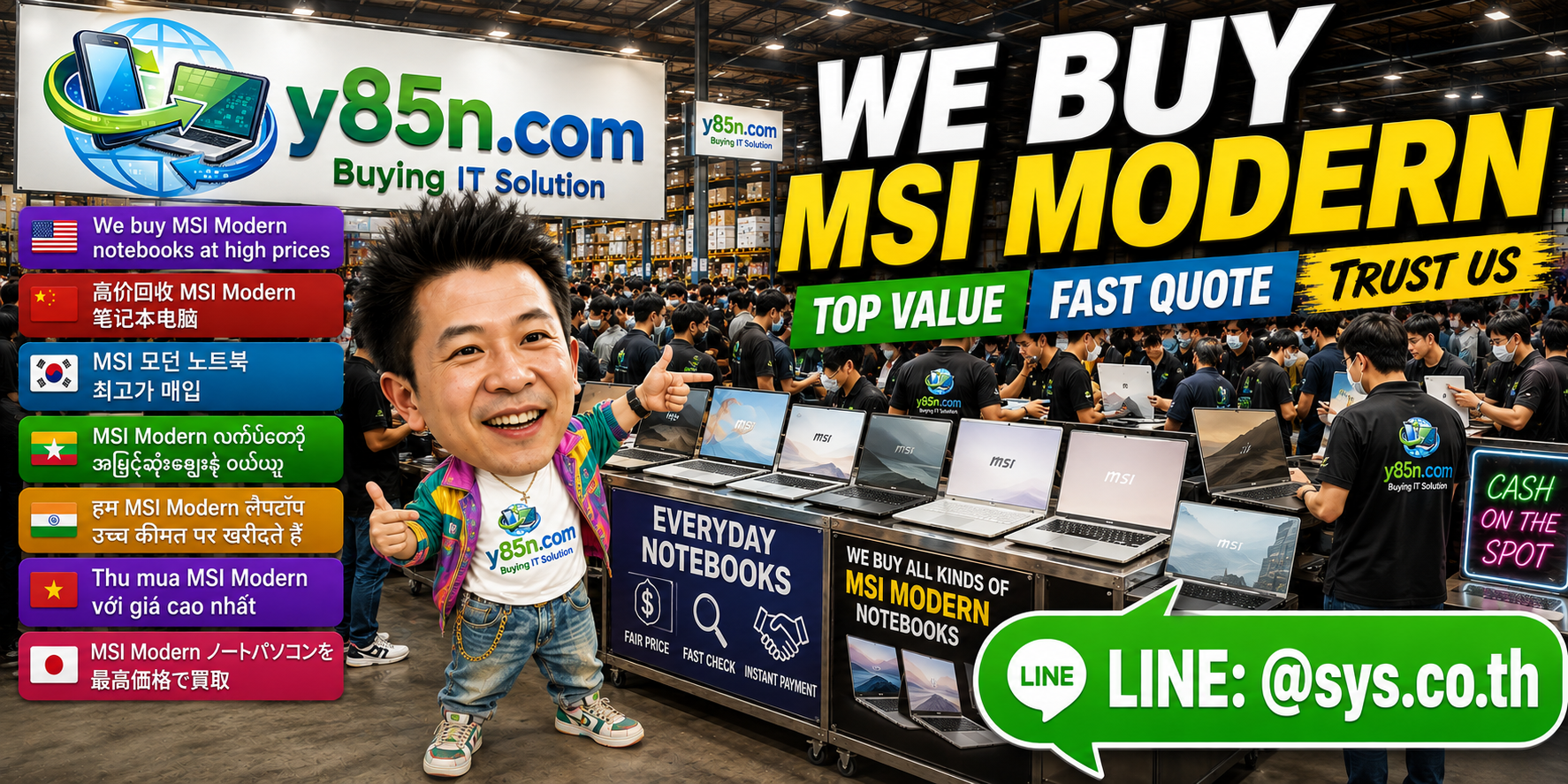 Busy Y85N.com warehouse buying MSI Modern notebooks across Thailand