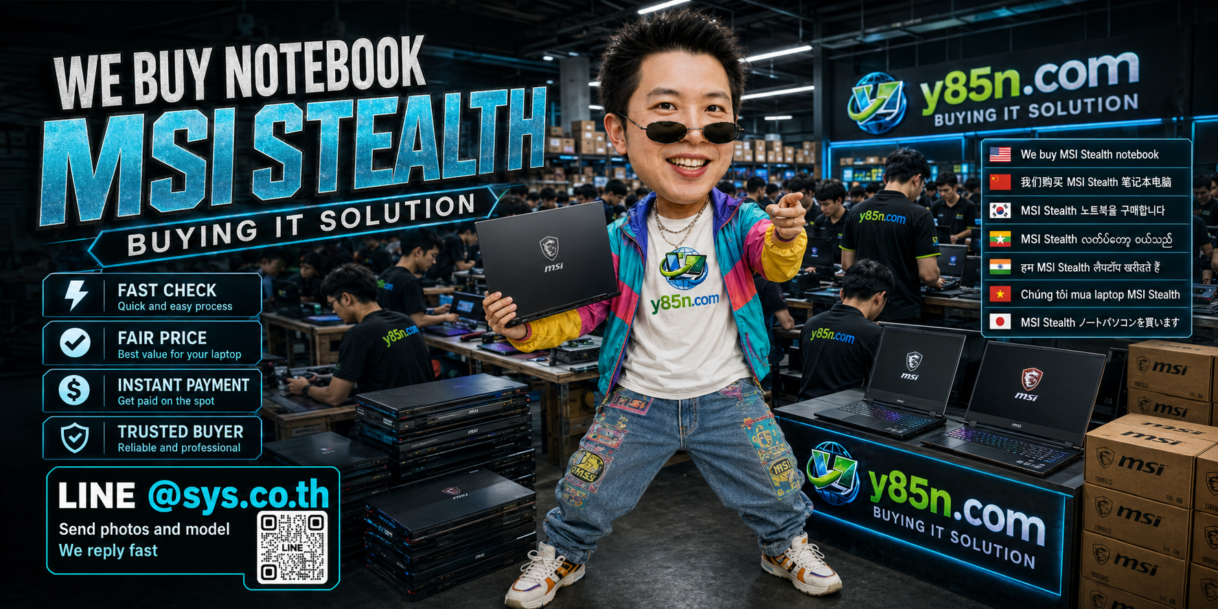 Y85N.com warehouse buying MSI Stealth notebooks with international seller support