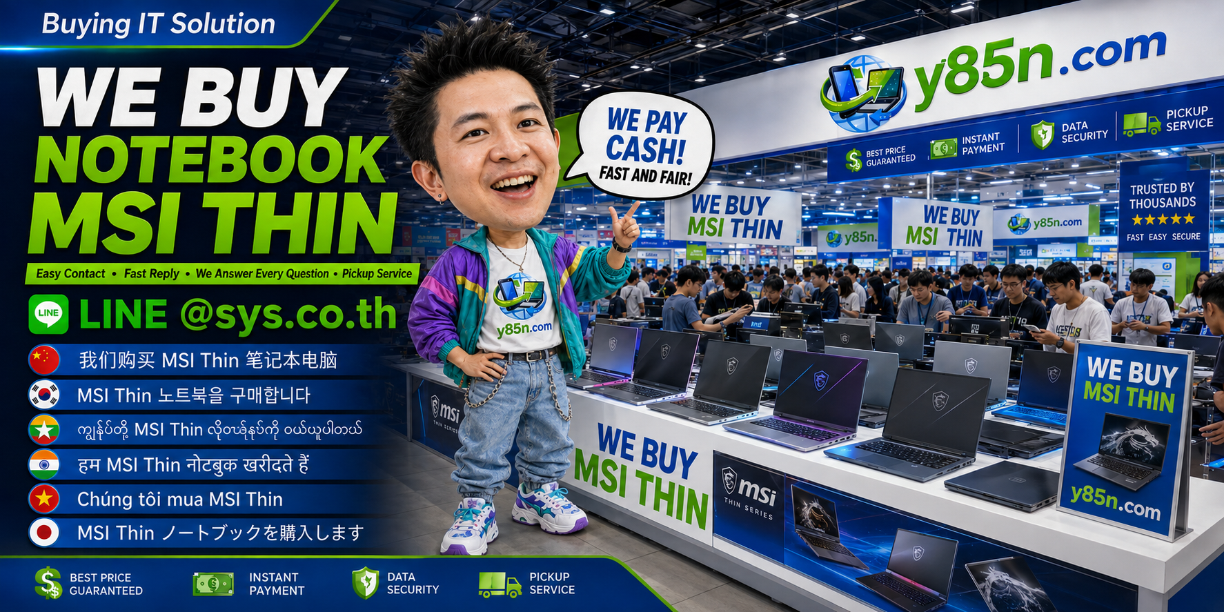 LINE contact banner for Y85N.com MSI Thin notebook buying service