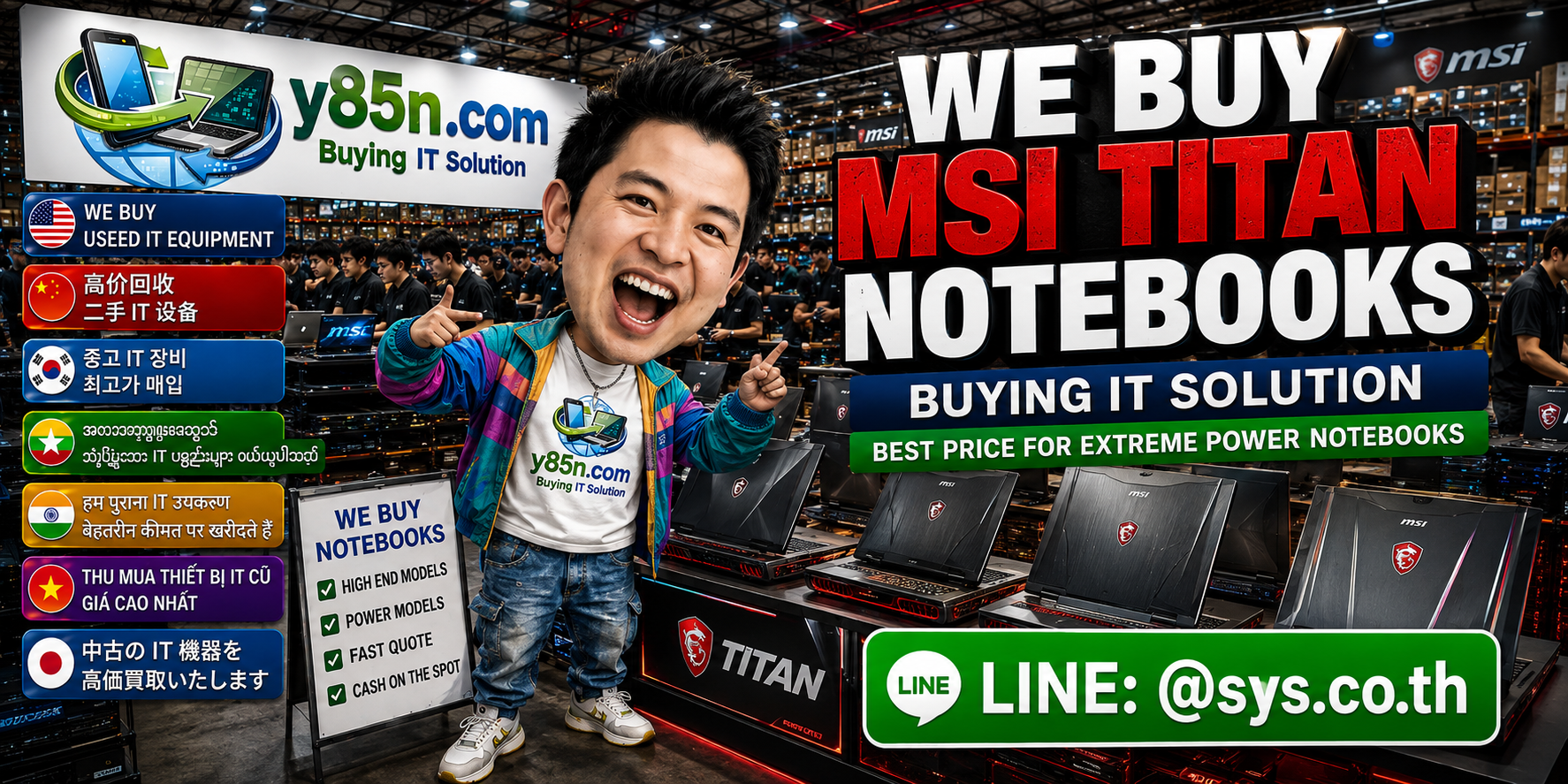 Y85N.com warehouse buying MSI Titan notebooks with international seller support