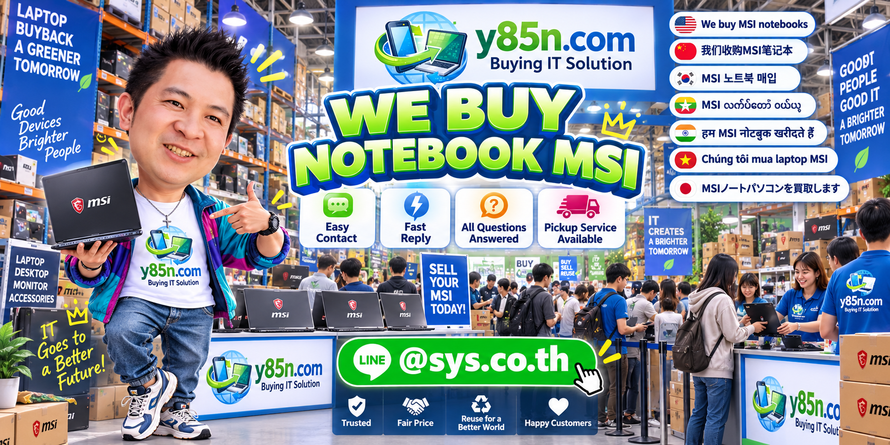 LINE contact banner for Y85N.com MSI notebook buying service