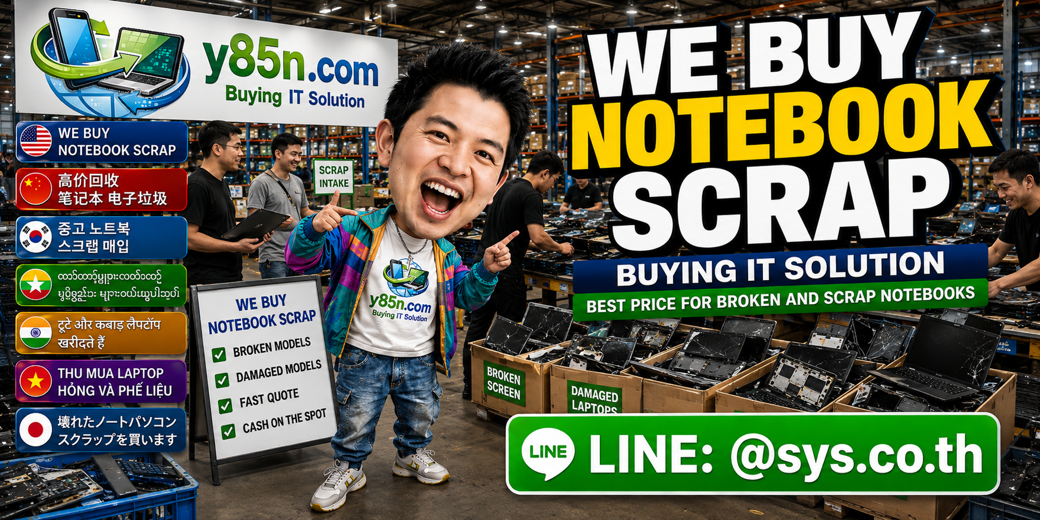 Y85N.com ending banner for notebook scrap buying in Thailand
