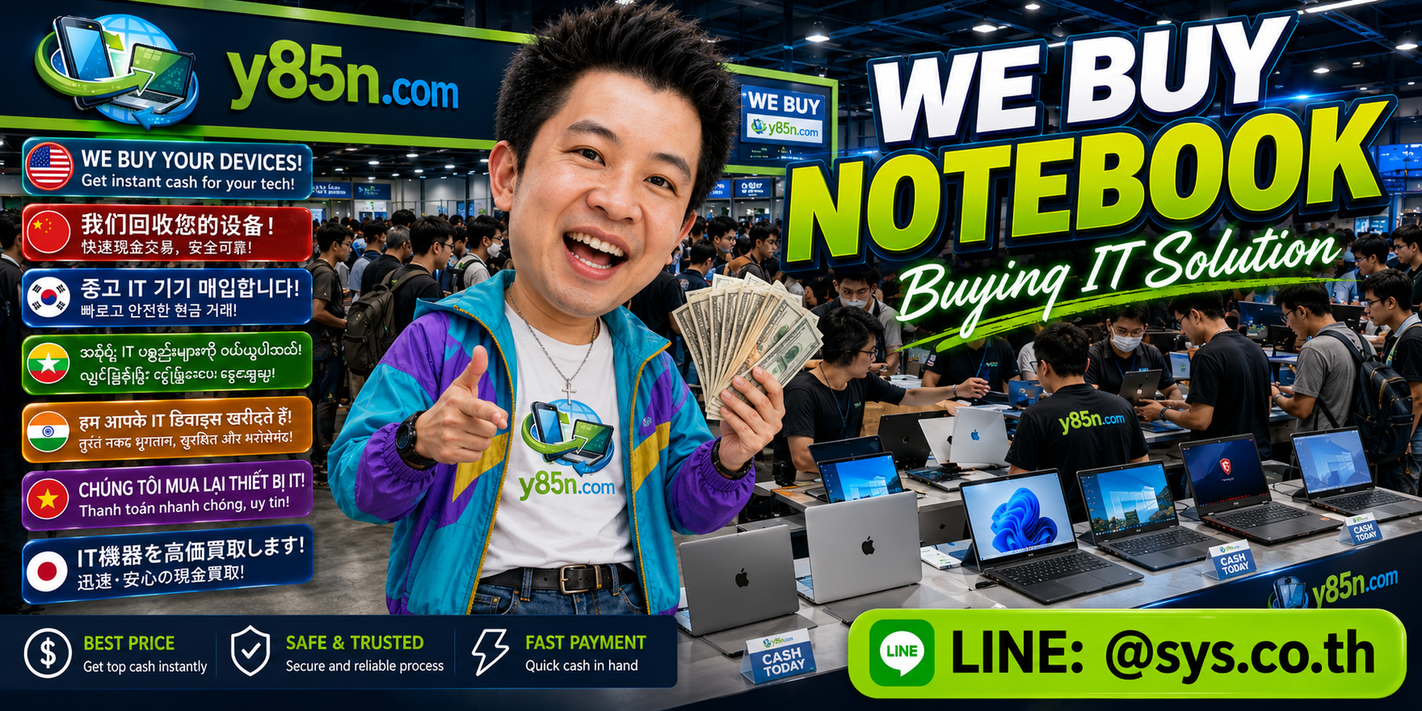 Y85N.com warehouse buying used and bulk notebook computers in Thailand