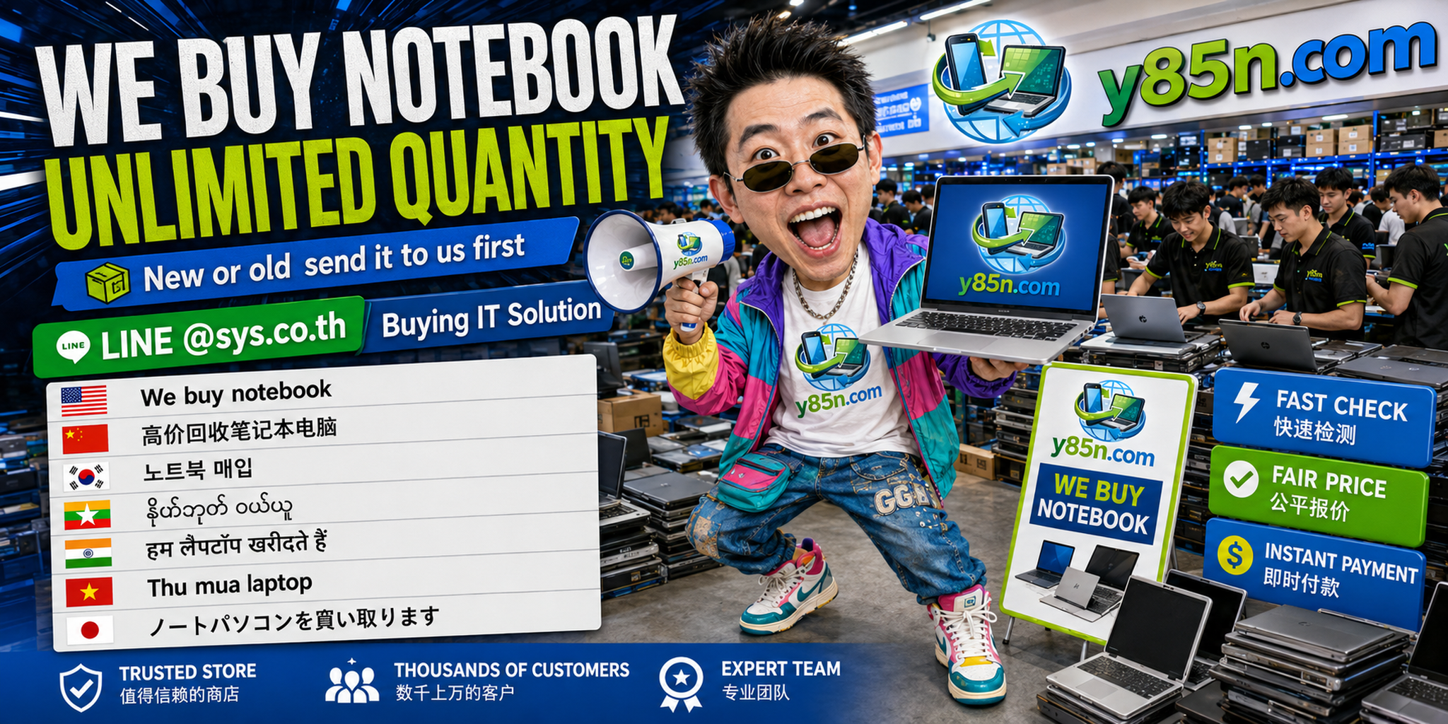 Y85N.com warehouse buying notebook computers in Thailand