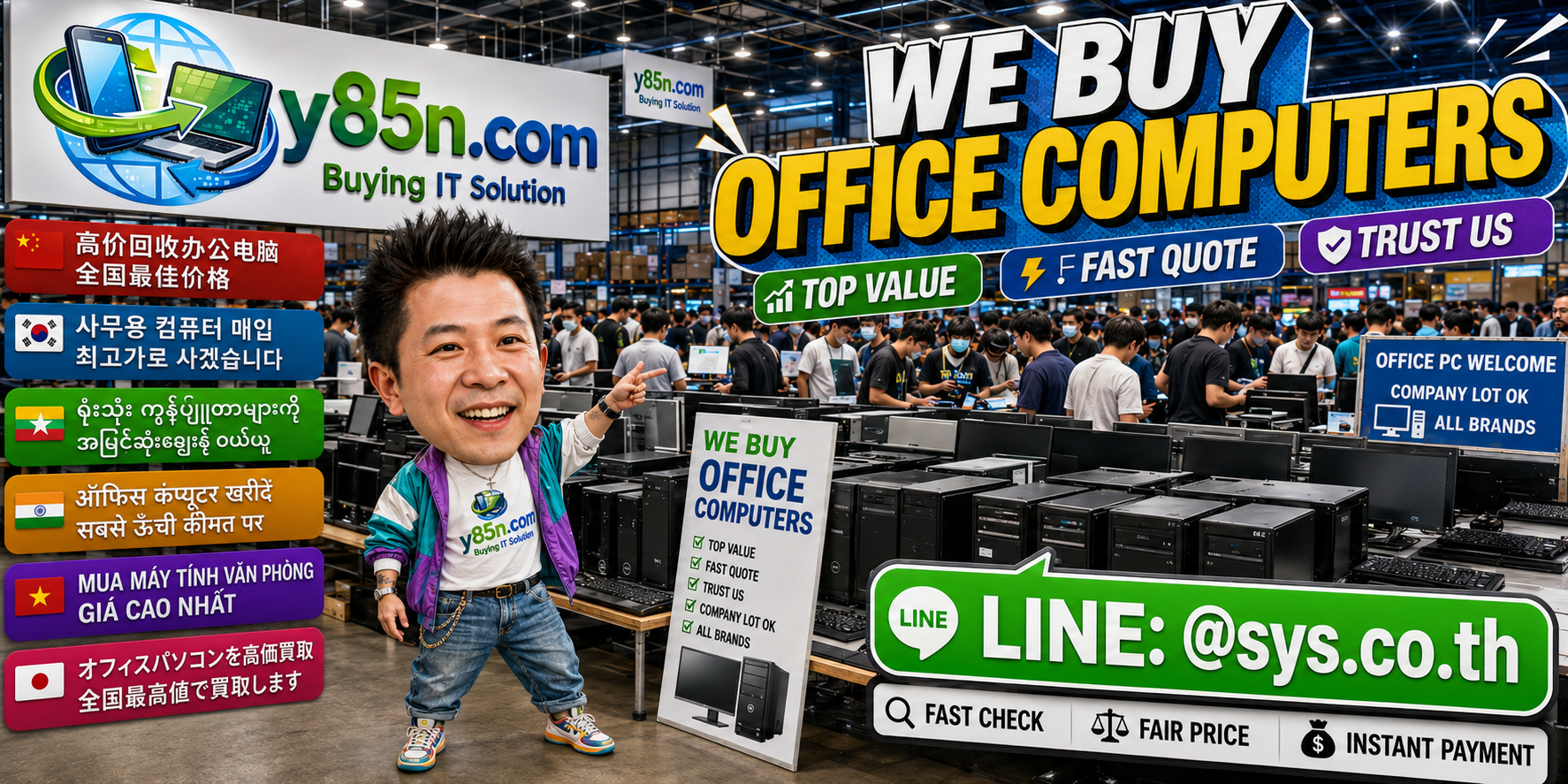 Y85N.com warehouse buying office computers and business IT equipment
