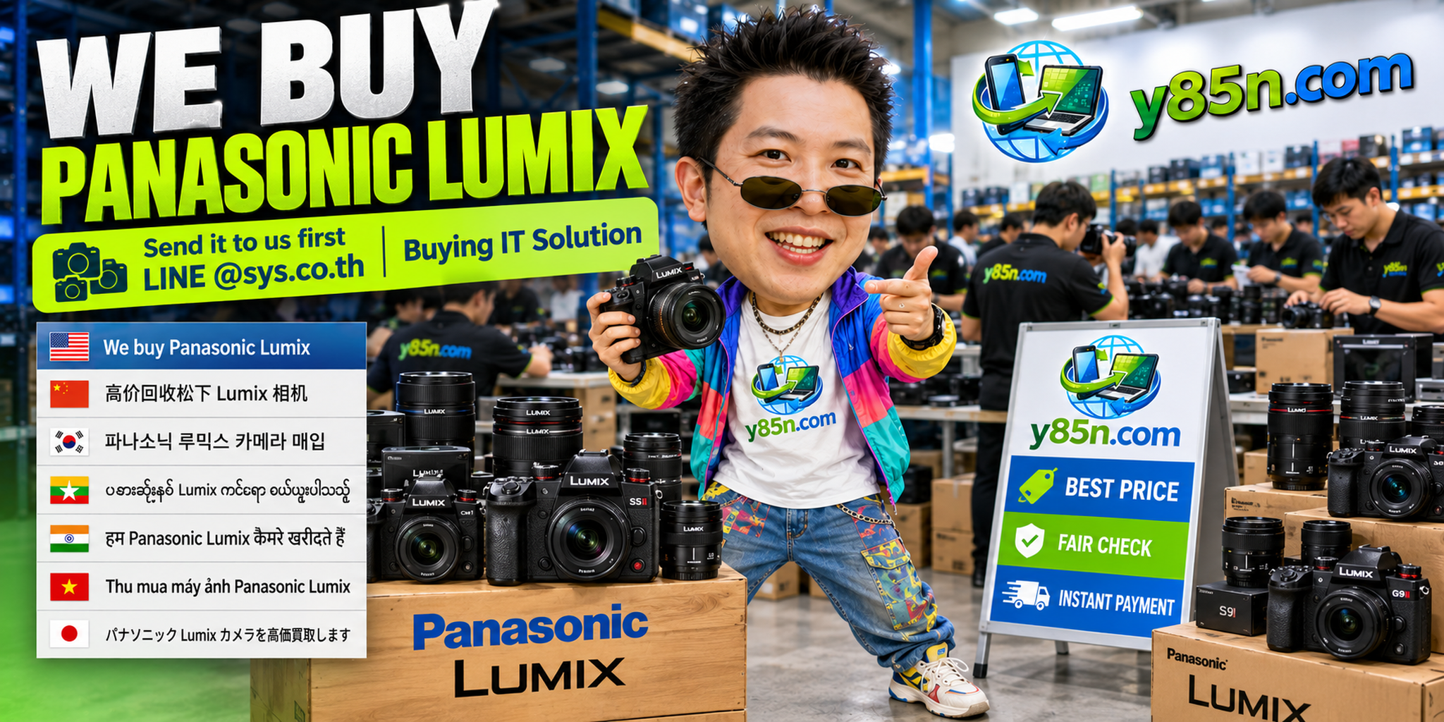 Y85N.com warehouse buying Panasonic Lumix cameras with international seller support