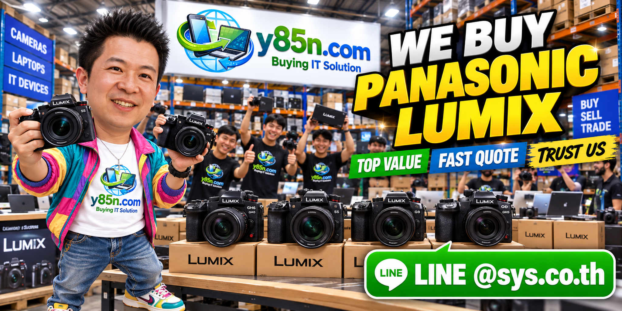Busy Y85N.com warehouse buying Panasonic Lumix cameras in Thailand