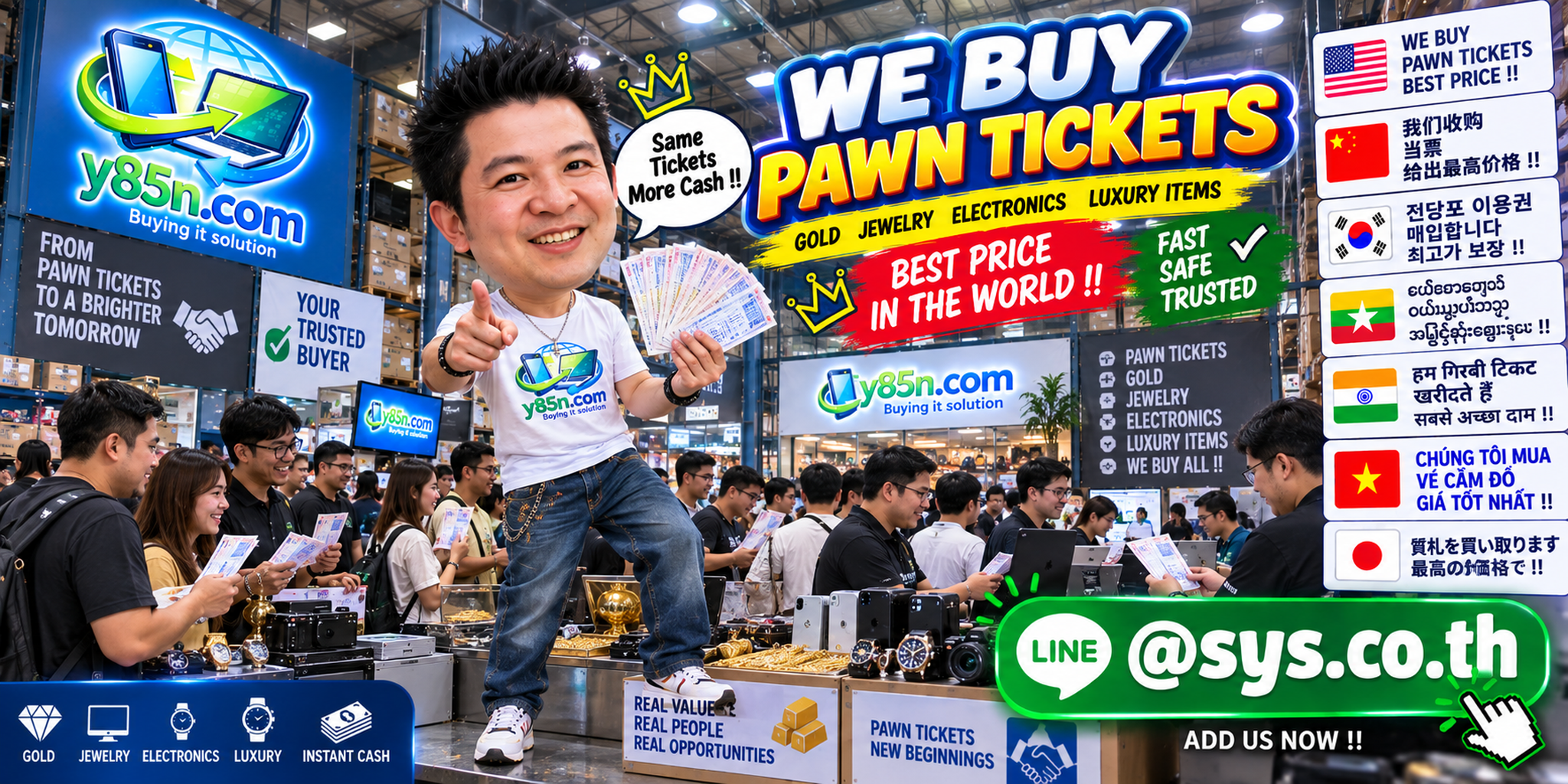 Y85N.com service warehouse buying pawn tickets with international seller support