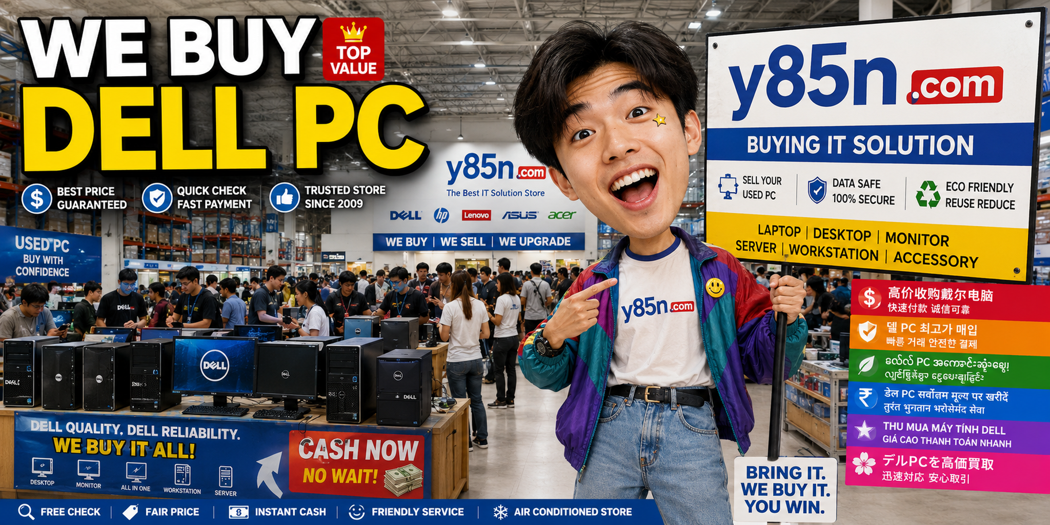 Y85N.com Dell PC buying warehouse and busy service area