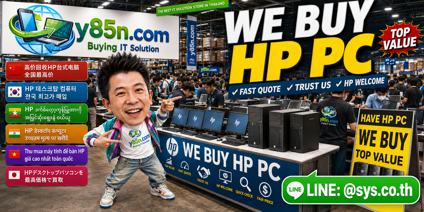 Y85N.com warehouse buying HP desktop computer fleets
