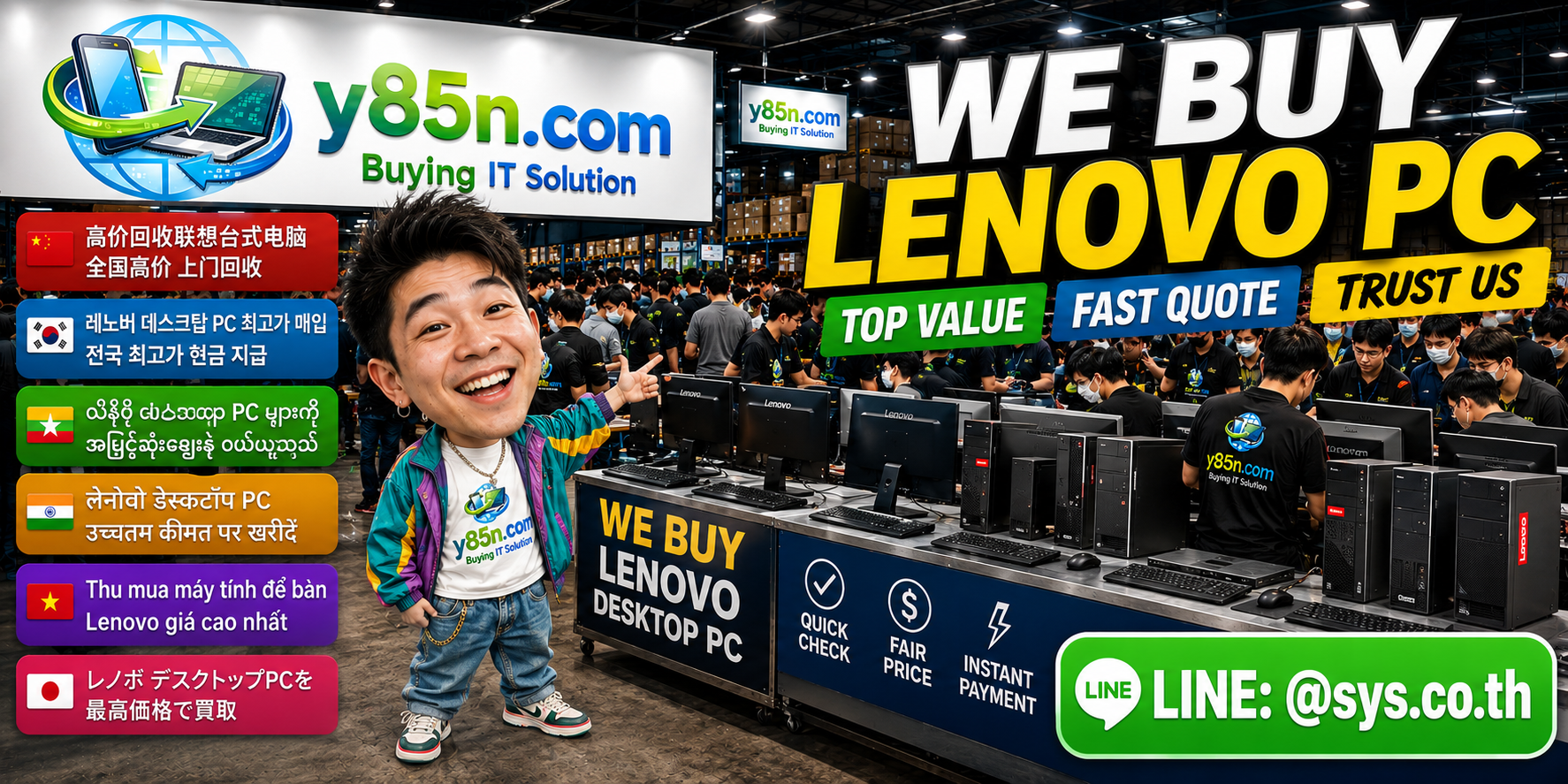Busy Y85N.com warehouse buying Lenovo PCs in Thailand