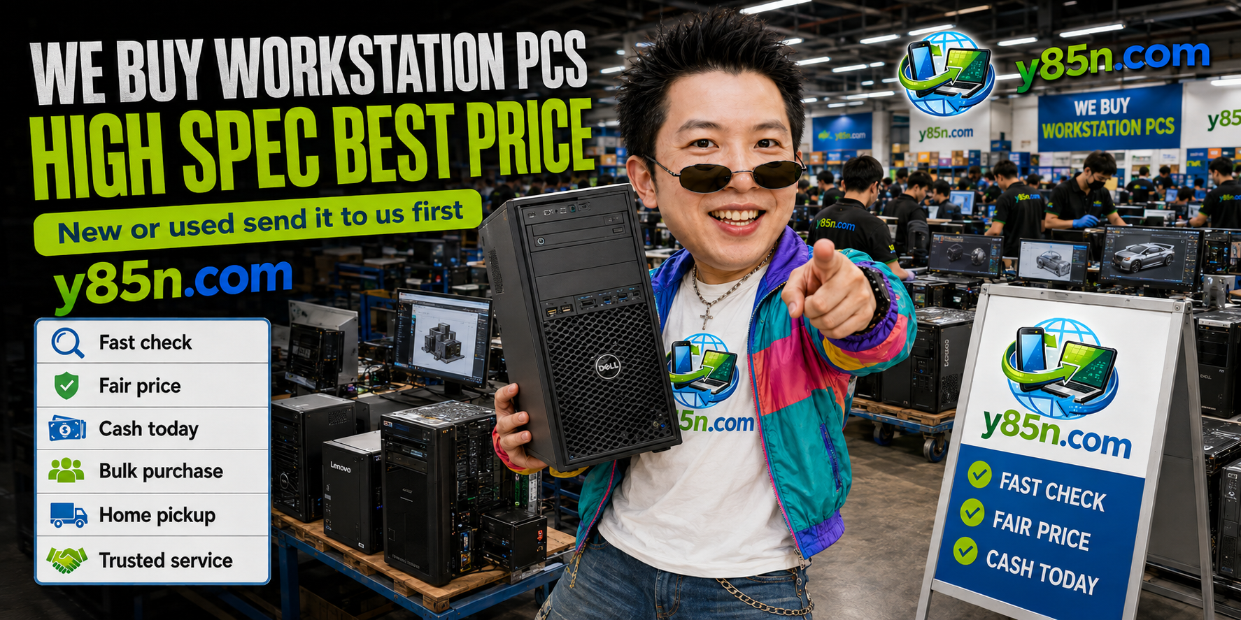 Y85N.com buying used and bulk professional workstation computers in Thailand