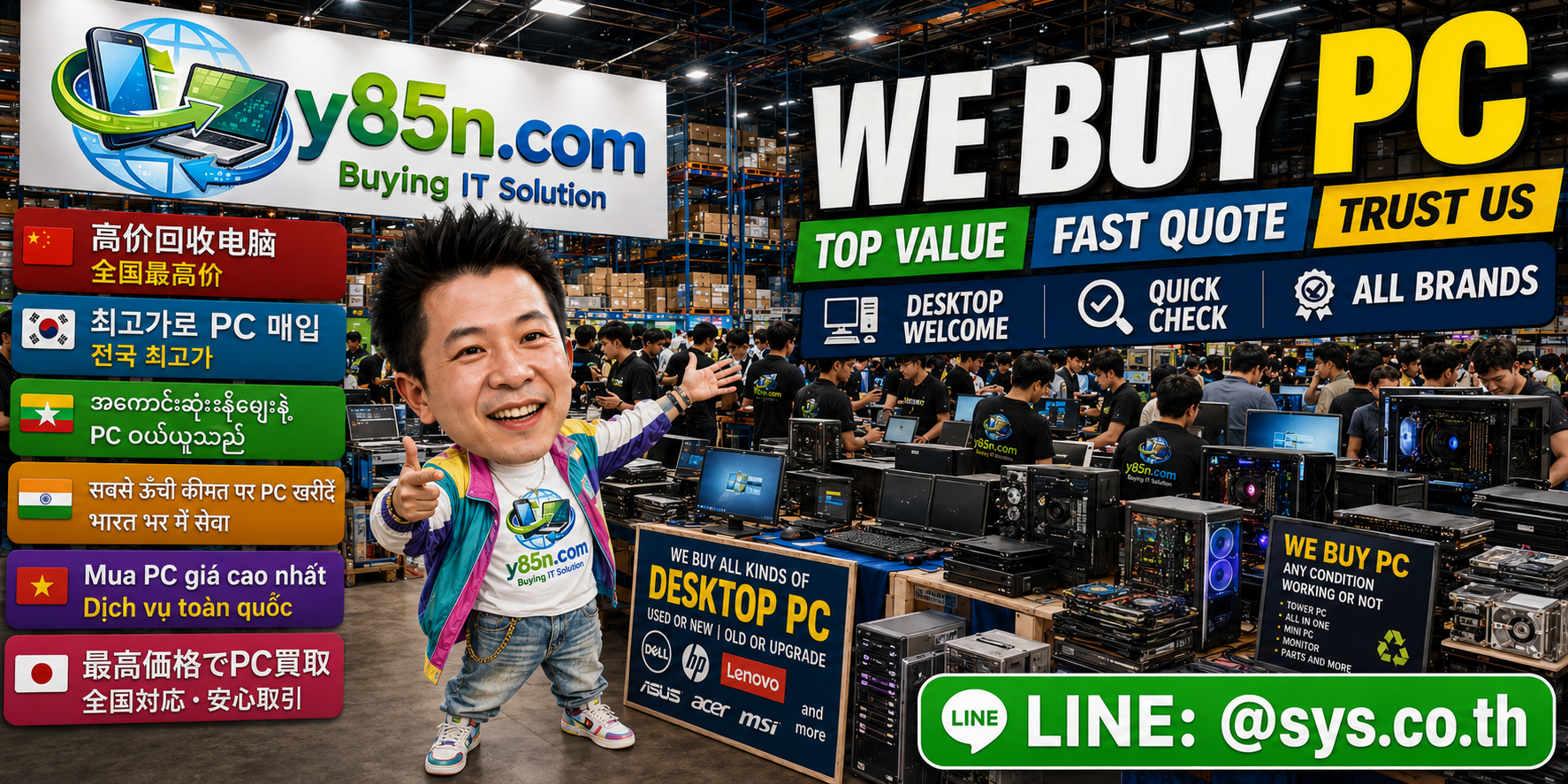 Y85N.com PC buying warehouse in Thailand