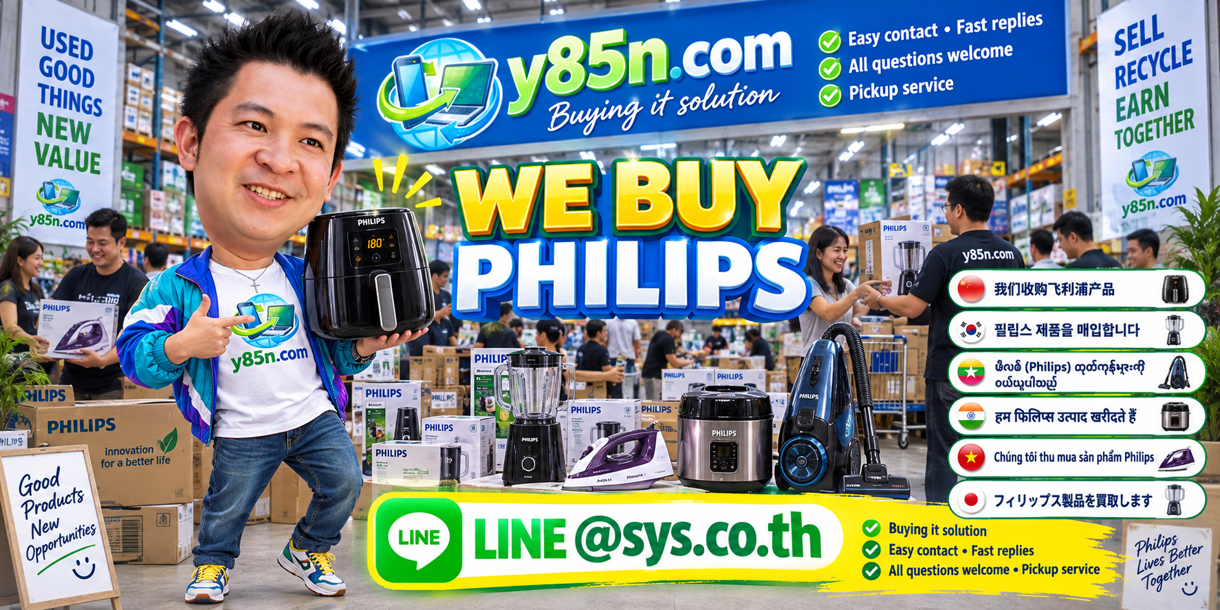 Y85N.com Philips contact banner with LINE at sys.co.th