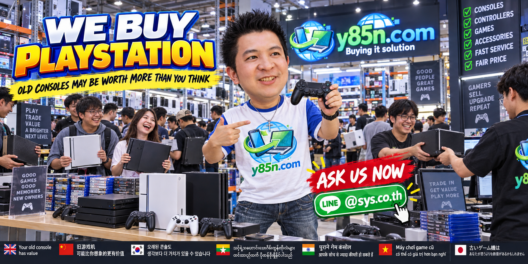Busy Y85N.com PlayStation buying warehouse serving sellers across Thailand