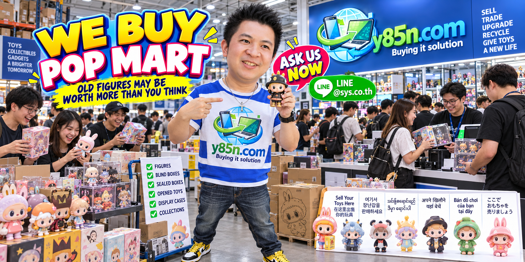 Busy Y85N.com POP MART buying warehouse in Thailand