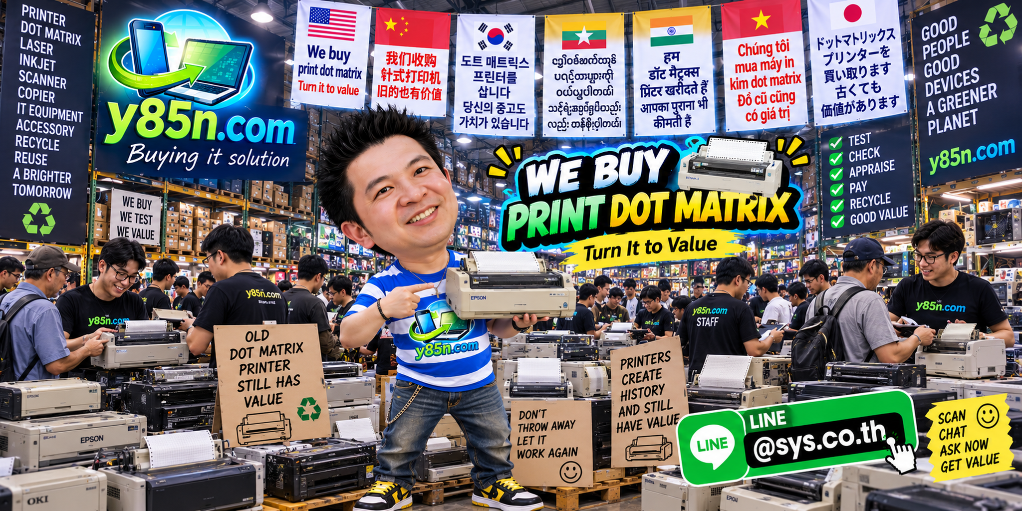 Busy Y85N.com warehouse buying dot matrix printers in Thailand