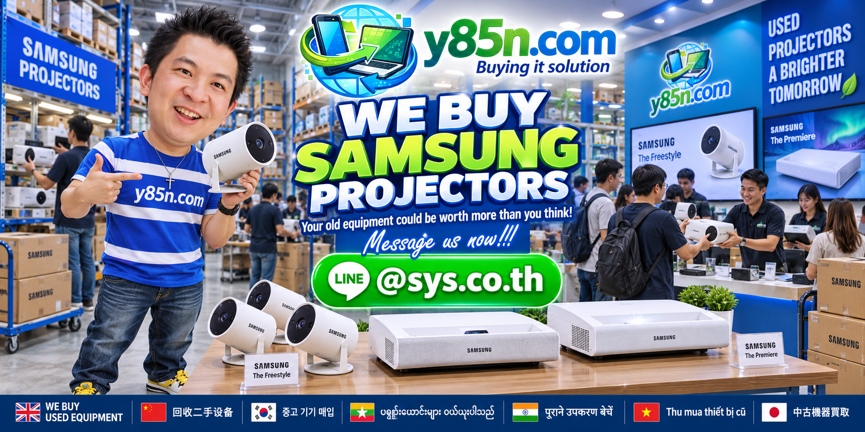 Y85N.com warehouse buying Samsung projectors in Thailand