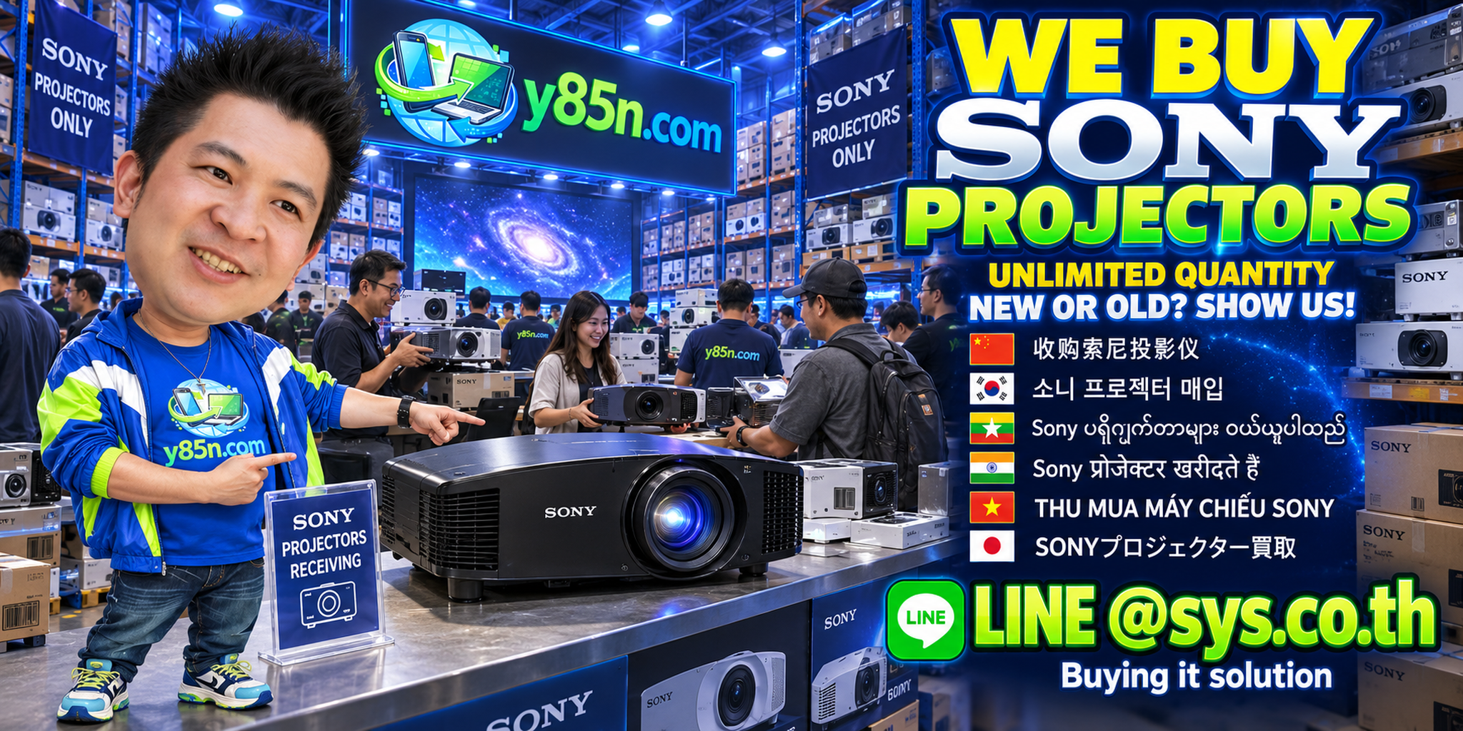 Y85N.com Sony projector buying warehouse with home cinema and professional projectors